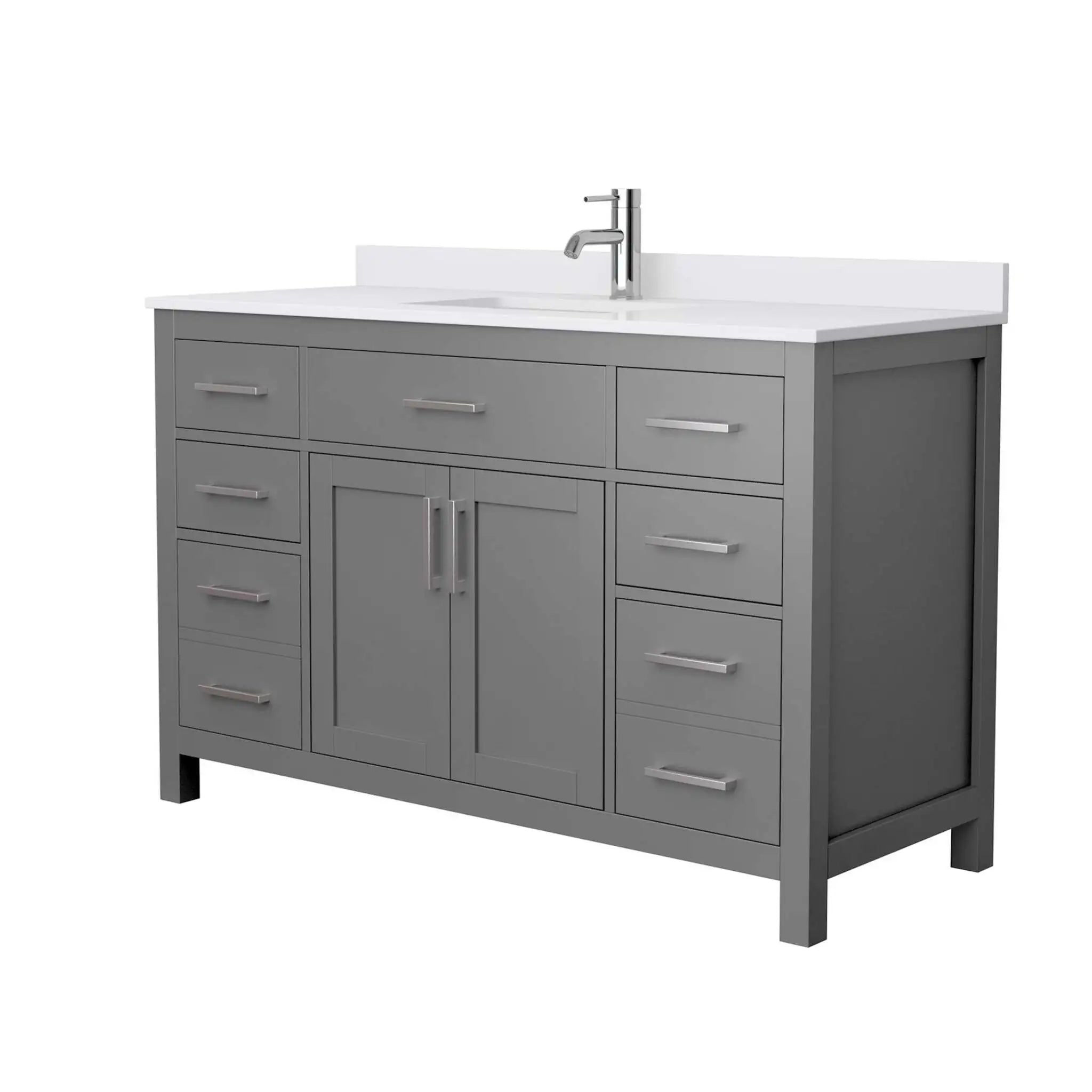54" Beckett Single Bathroom Vanity in Dark Gray with Brushed Nickel Trim by Wyndham