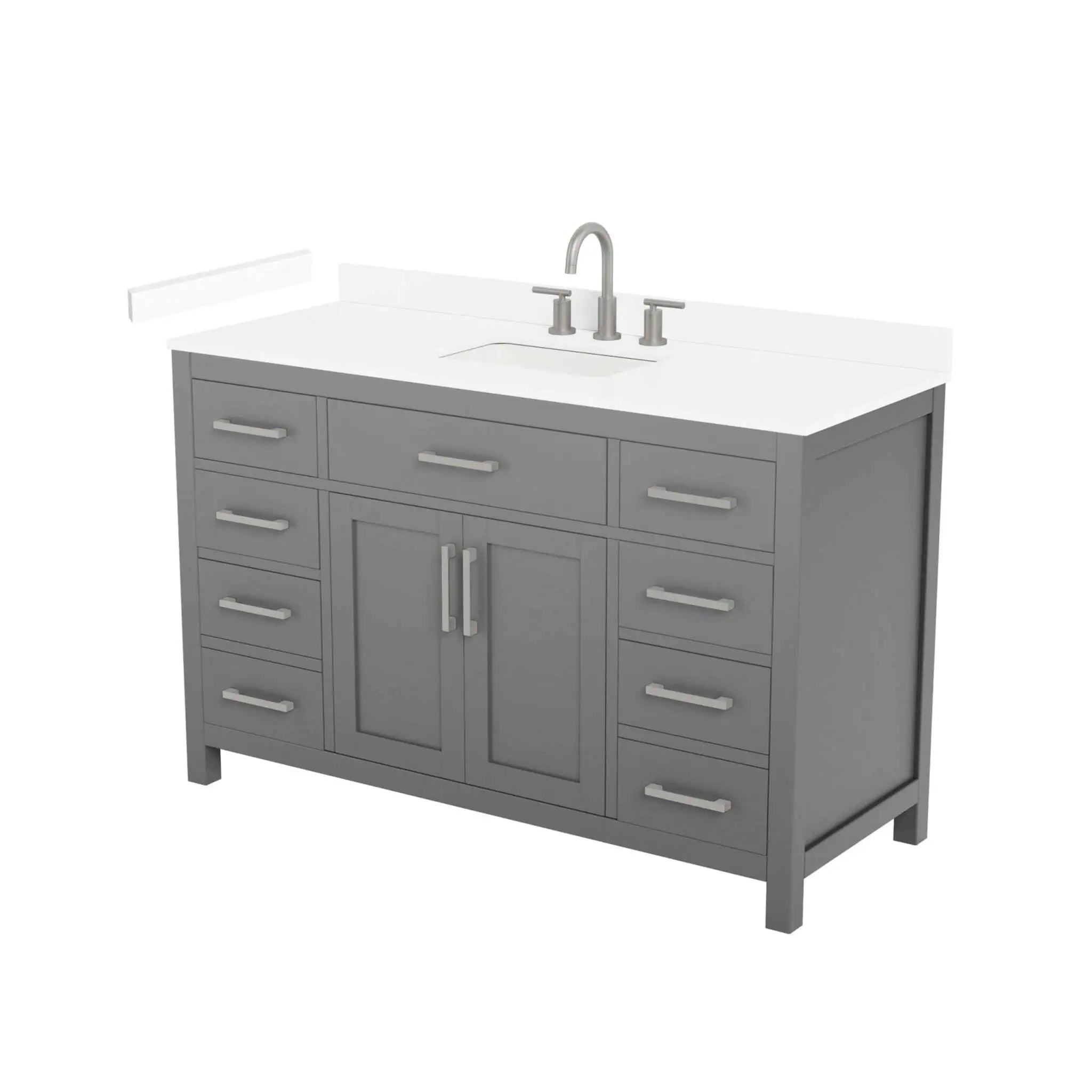 54" Beckett Single Bathroom Vanity in Dark Gray with Brushed Nickel Trim by Wyndham