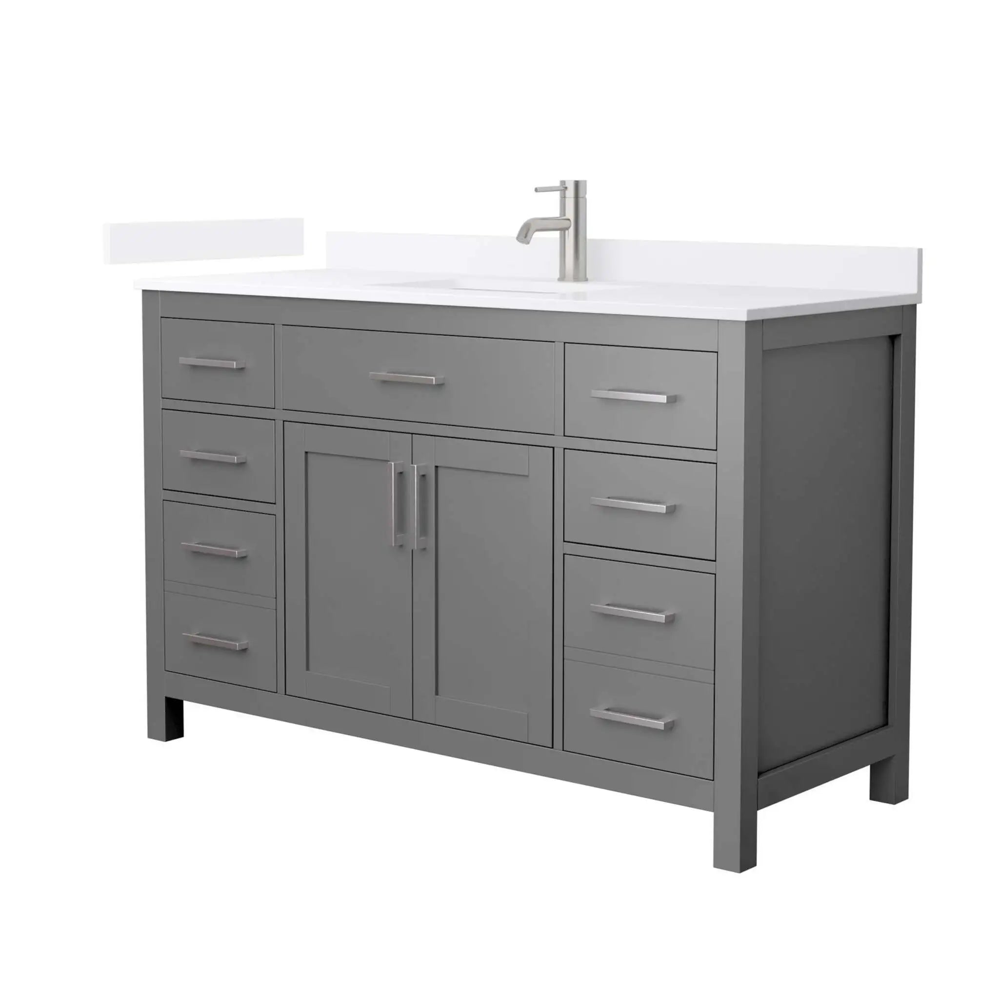 54" Beckett Single Bathroom Vanity in Dark Gray with Brushed Nickel Trim by Wyndham
