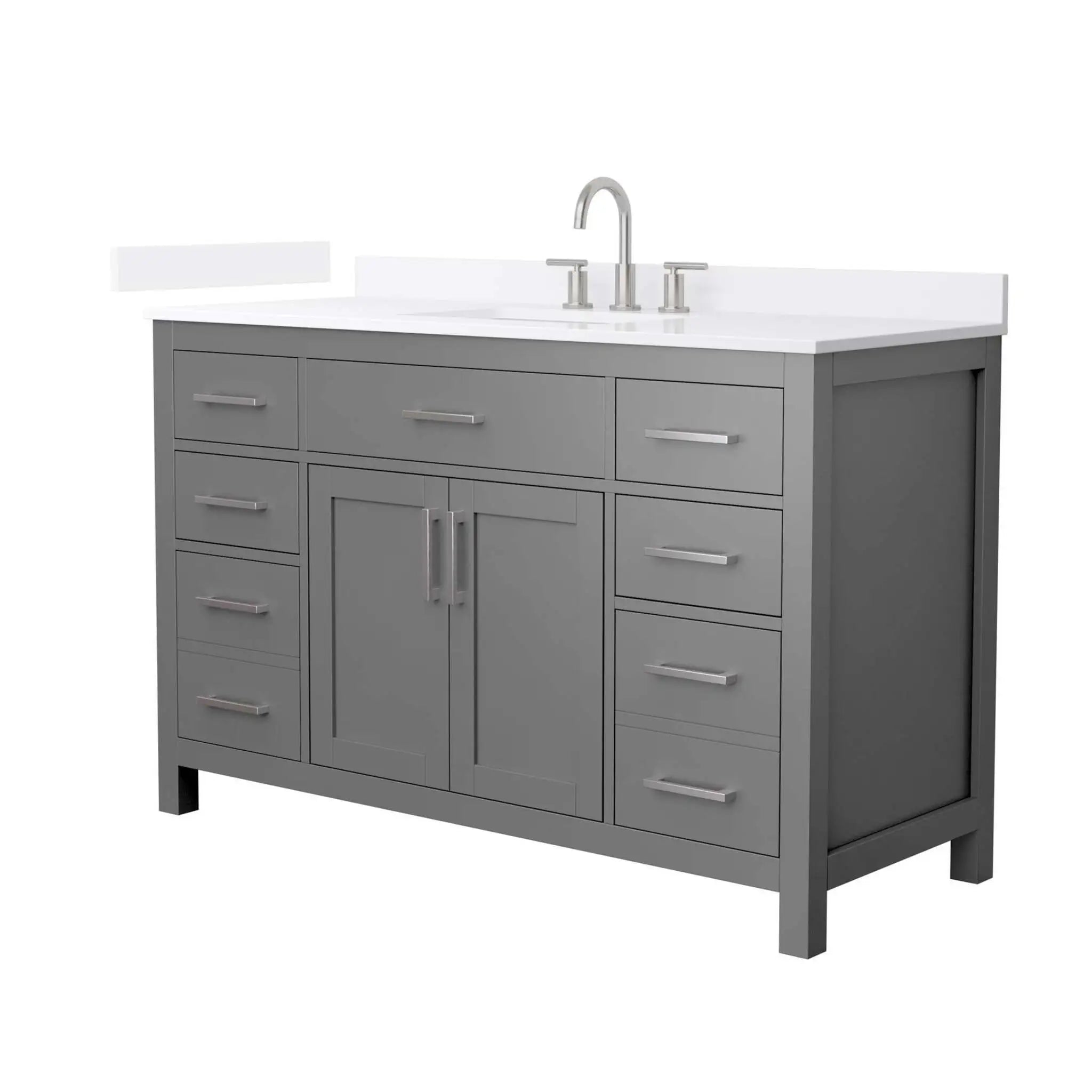 54" Beckett Single Bathroom Vanity in Dark Gray with Brushed Nickel Trim by Wyndham