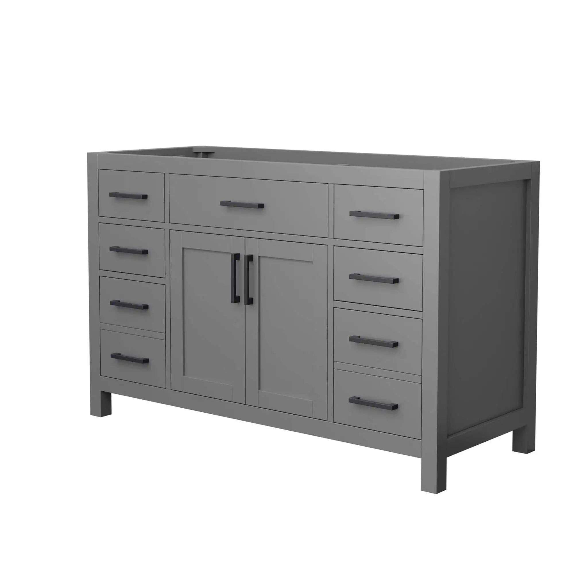 54" Beckett Single Bathroom Vanity in Dark Gray with Matte Black Trim by Wyndham