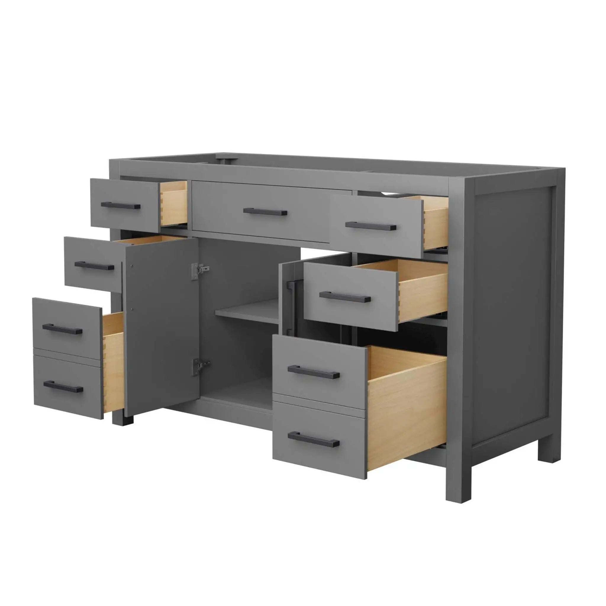 54" Beckett Single Bathroom Vanity in Dark Gray with Matte Black Trim by Wyndham