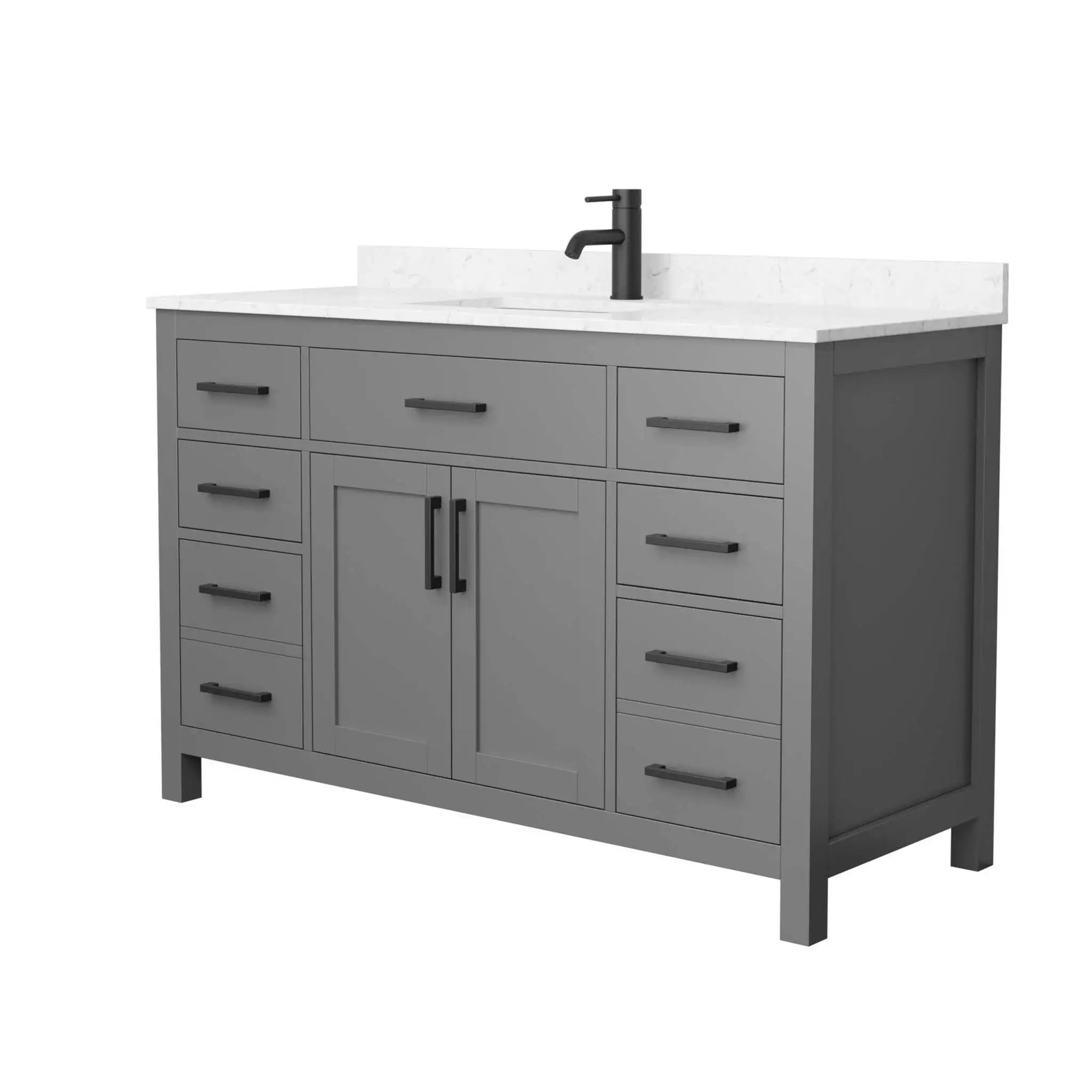 54" Beckett Single Bathroom Vanity in Dark Gray with Matte Black Trim by Wyndham