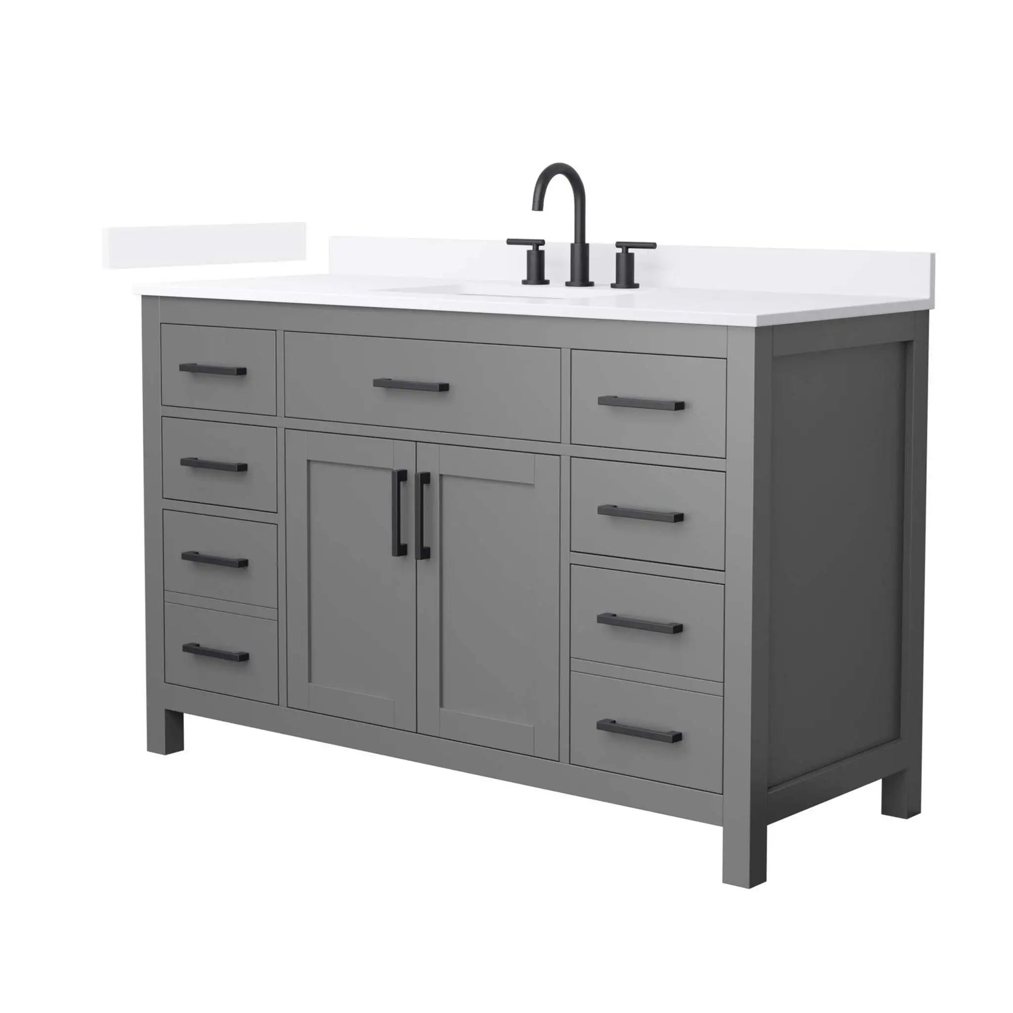 54" Beckett Single Bathroom Vanity in Dark Gray with Matte Black Trim by Wyndham