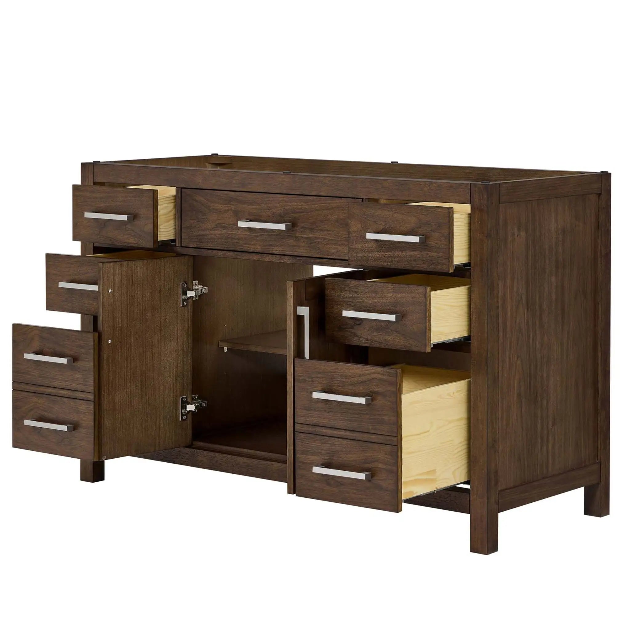54" Beckett Single Bathroom Vanity in Dark Walnut with Brushed Nickel Trim by Wyndham