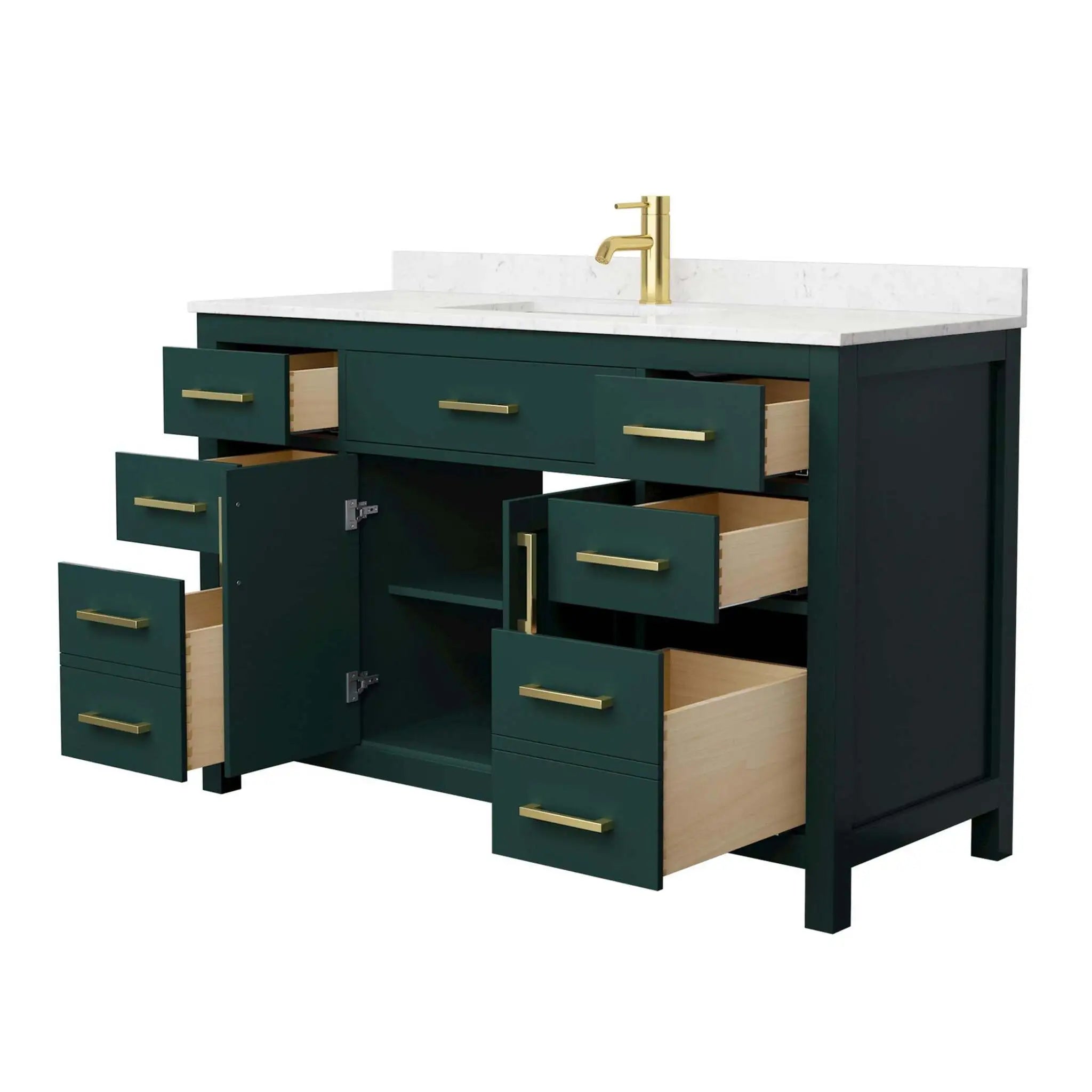 54" Beckett Single Bathroom Vanity in Green with Brushed Gold Trim by Wyndham