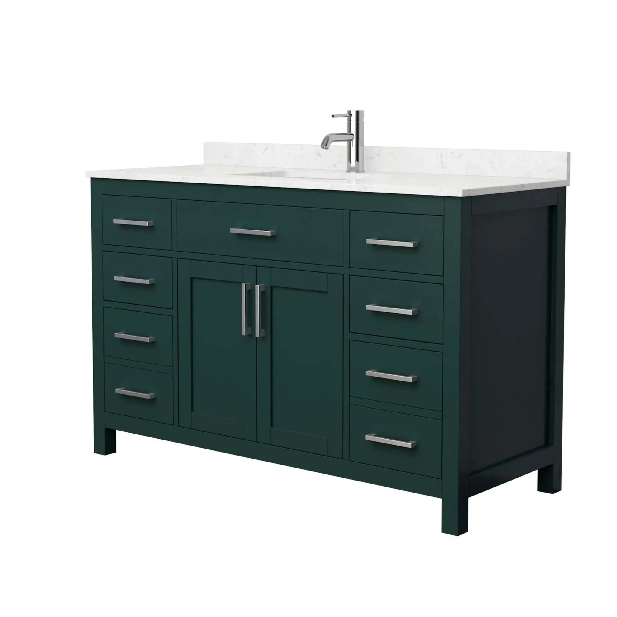 54" Beckett Single Bathroom Vanity in Green with Brushed Nickel Trim by Wyndham