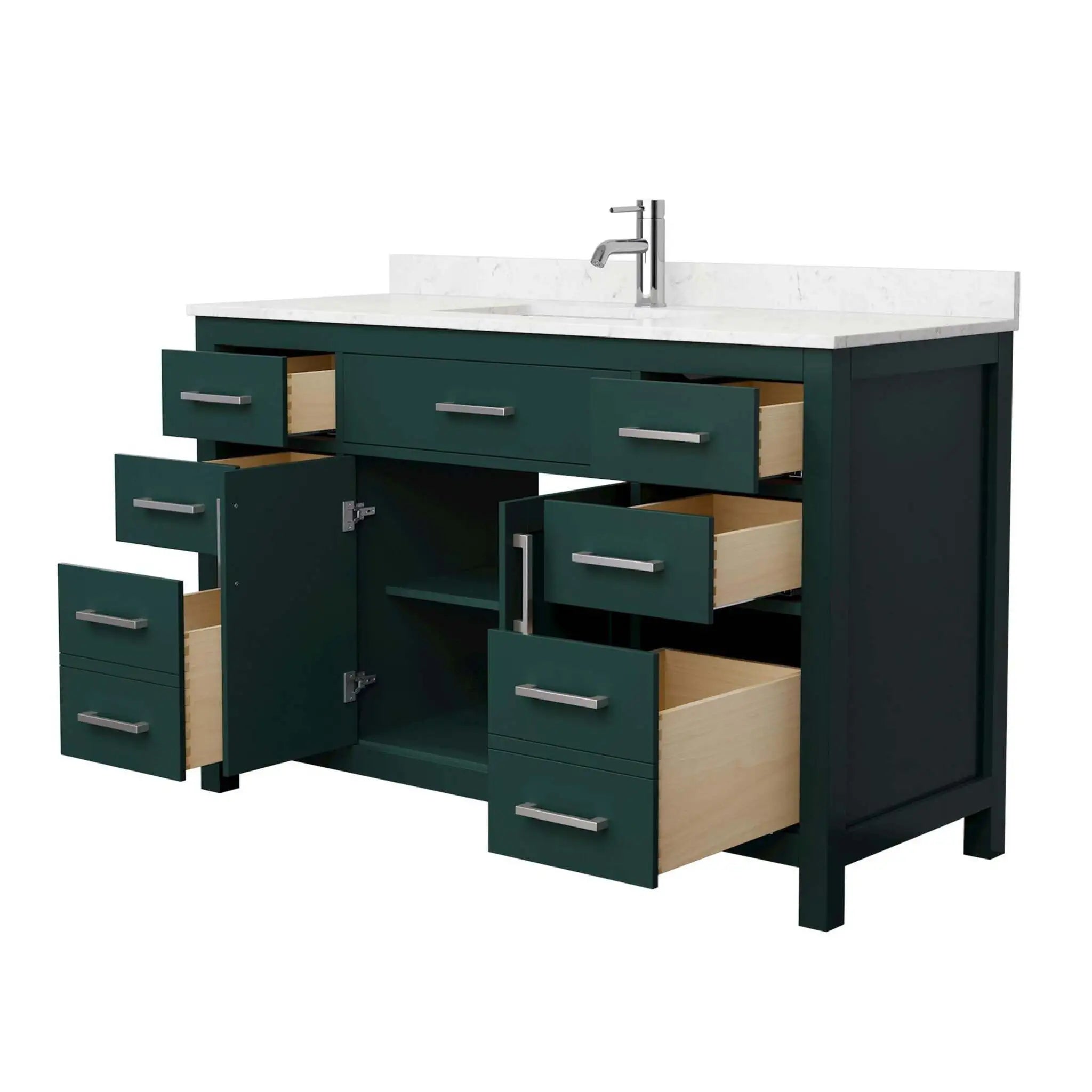 54" Beckett Single Bathroom Vanity in Green with Brushed Nickel Trim by Wyndham