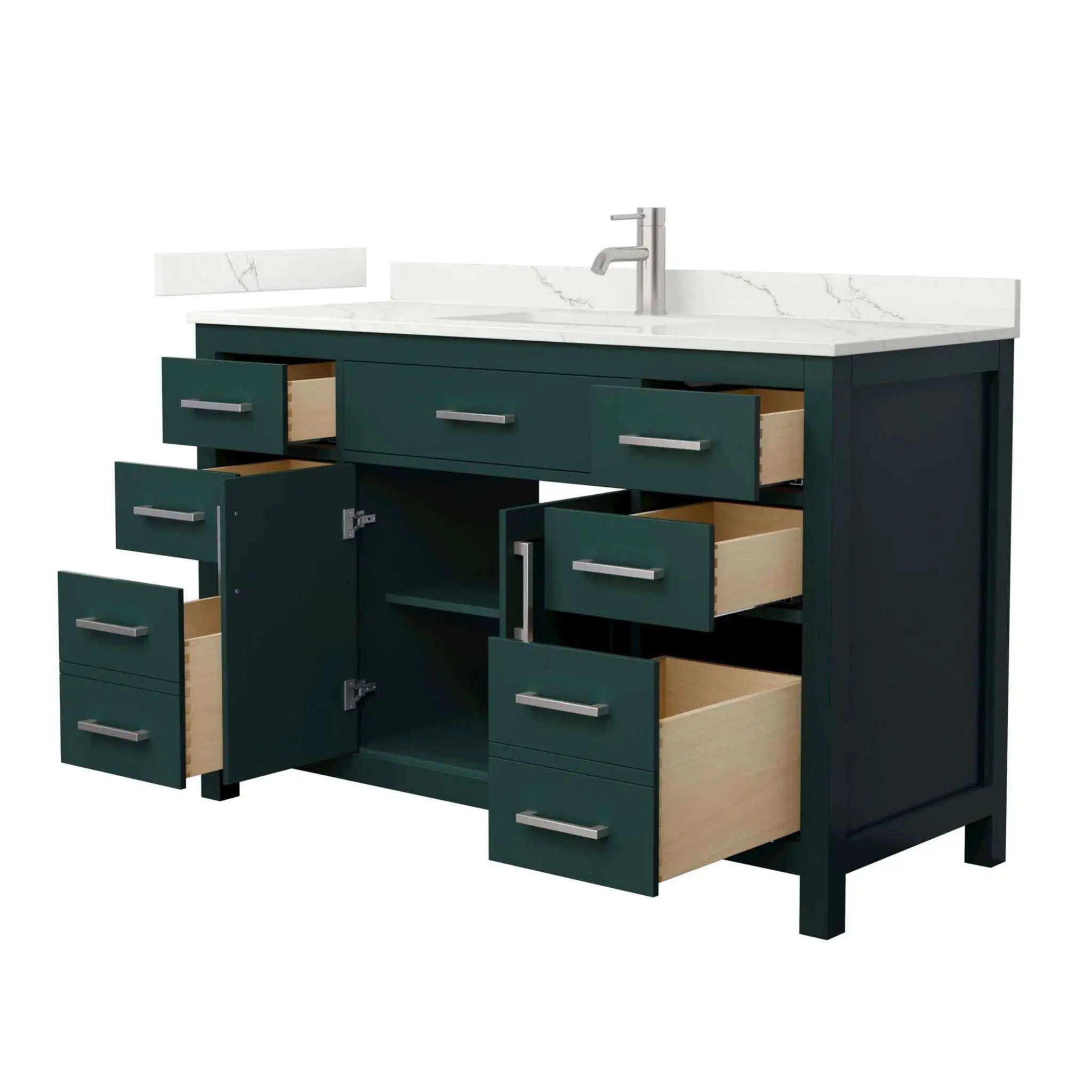 54" Beckett Single Bathroom Vanity in Green with Brushed Nickel Trim by Wyndham