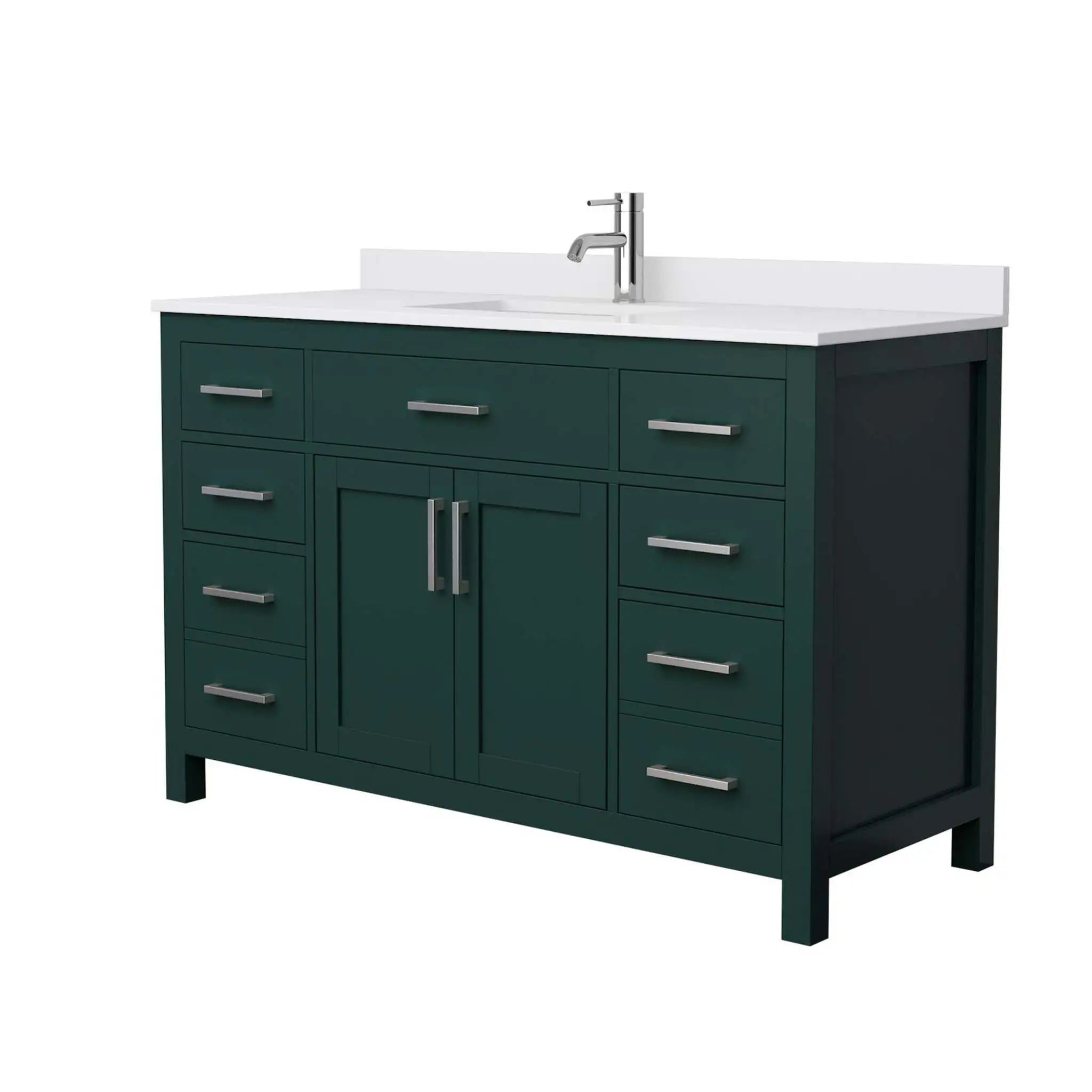 54" Beckett Single Bathroom Vanity in Green with Brushed Nickel Trim by Wyndham