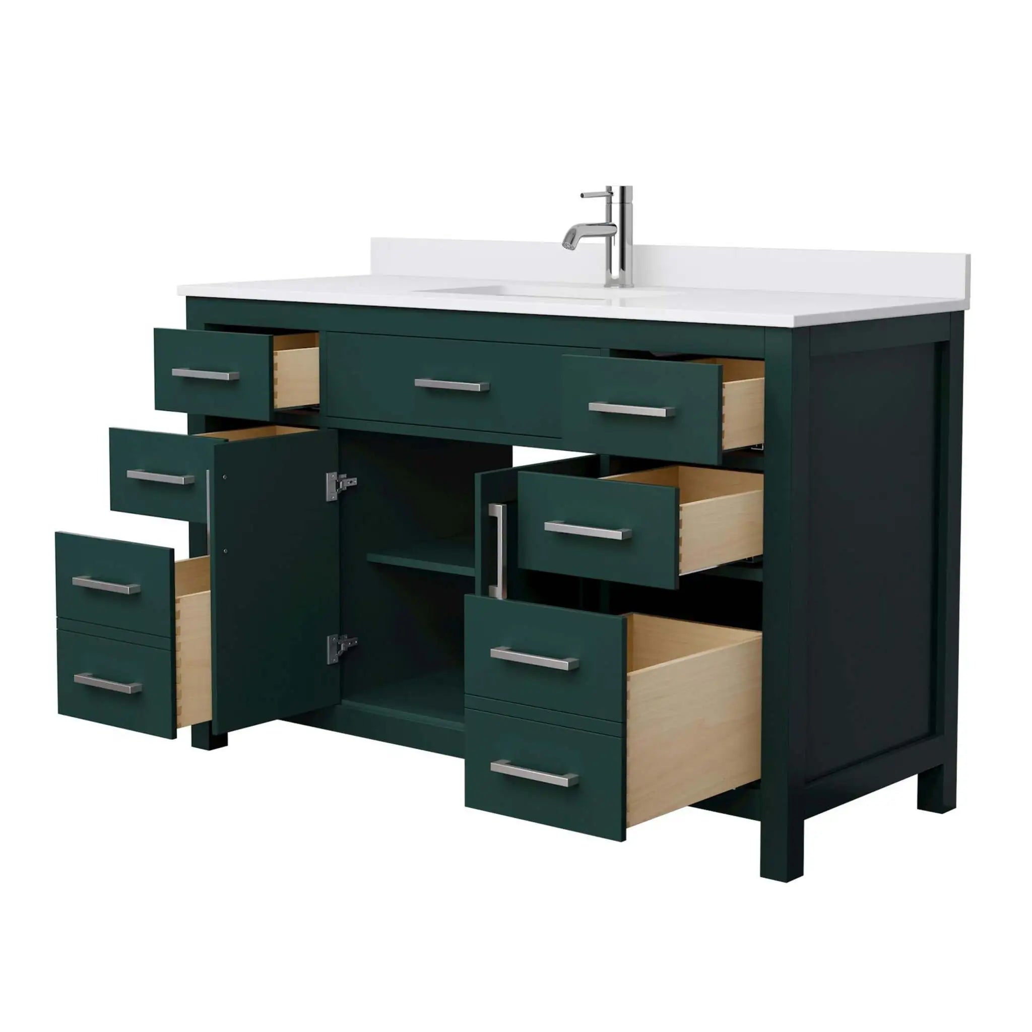 54" Beckett Single Bathroom Vanity in Green with Brushed Nickel Trim by Wyndham