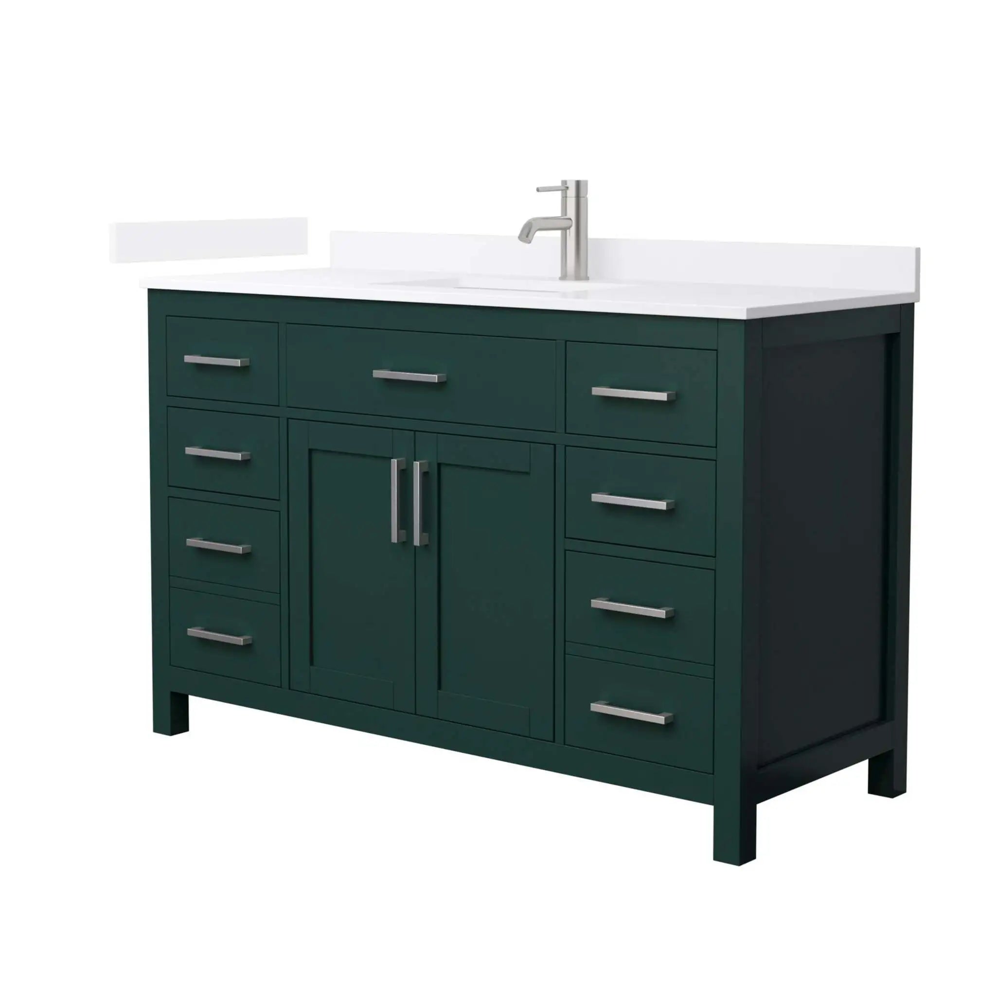 54" Beckett Single Bathroom Vanity in Green with Brushed Nickel Trim by Wyndham