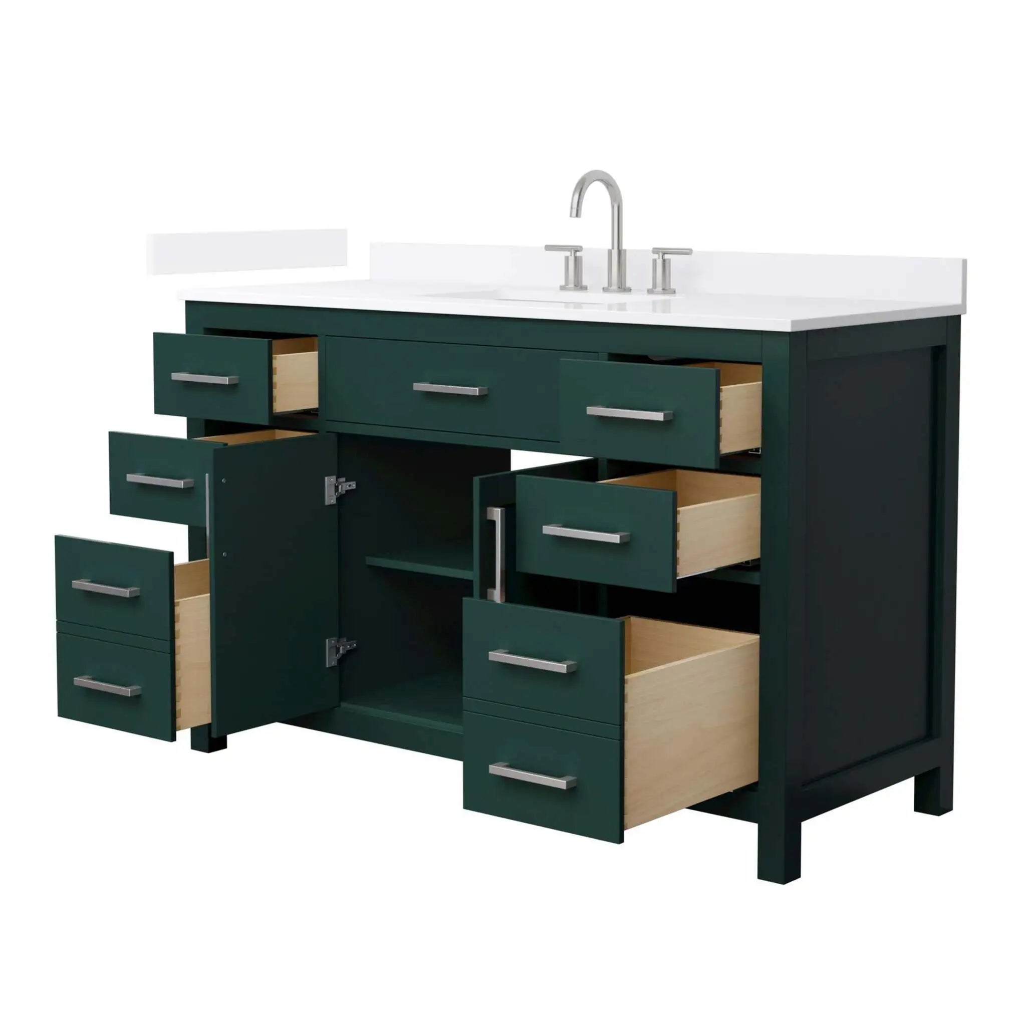 54" Beckett Single Bathroom Vanity in Green with Brushed Nickel Trim by Wyndham