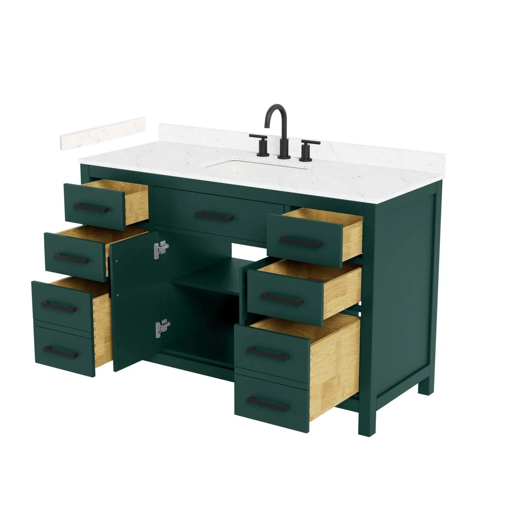 54" Beckett Single Bathroom Vanity in Green with Matte Black Trim by Wyndham