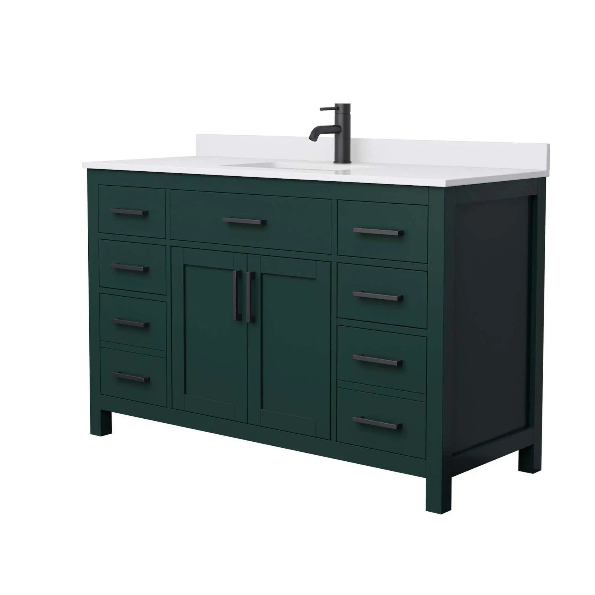 54" Beckett Single Bathroom Vanity in Green with Matte Black Trim by Wyndham