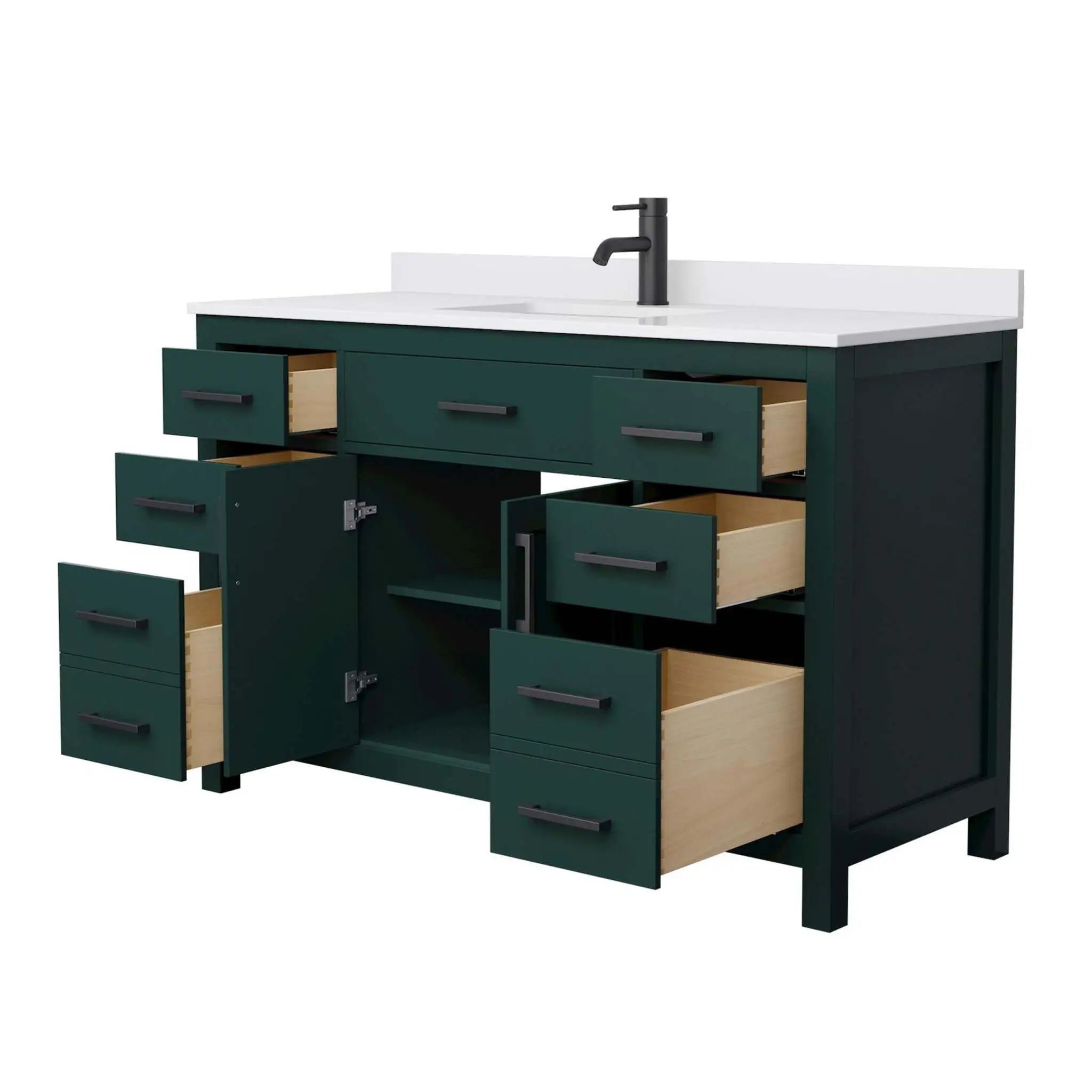 54" Beckett Single Bathroom Vanity in Green with Matte Black Trim by Wyndham