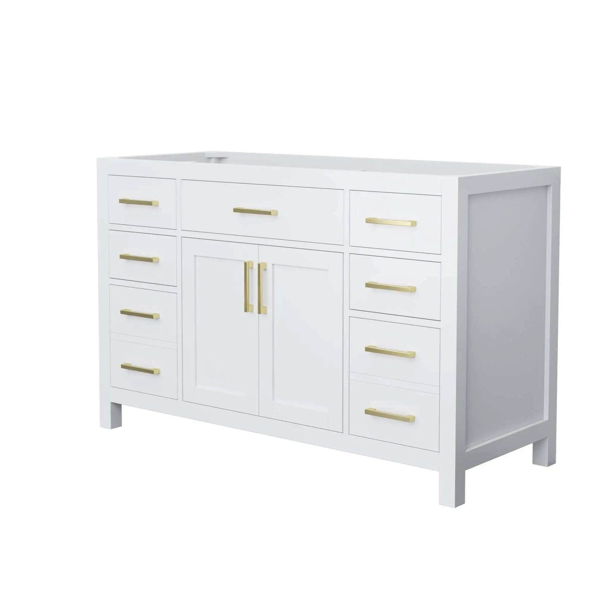 54" Beckett Single Bathroom Vanity in White with Brushed Gold Trim by Wyndham