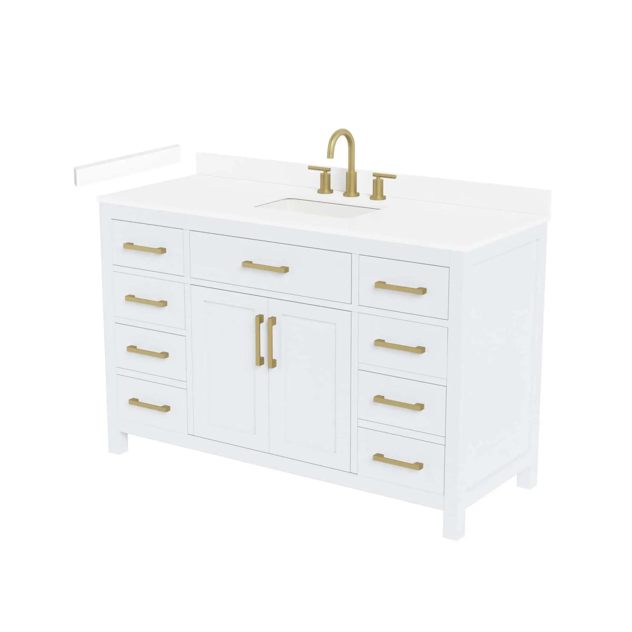 54" Beckett Single Bathroom Vanity in White with Brushed Gold Trim by Wyndham