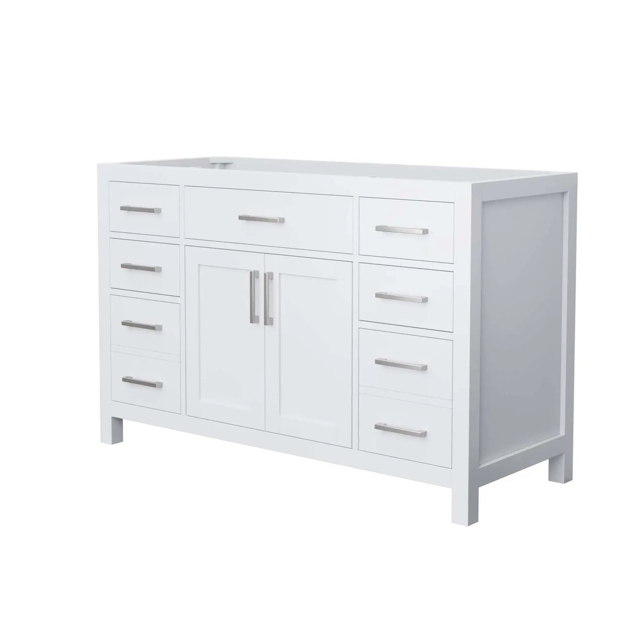 54" Beckett Single Bathroom Vanity in White with Brushed Nickel Trim by Wyndham