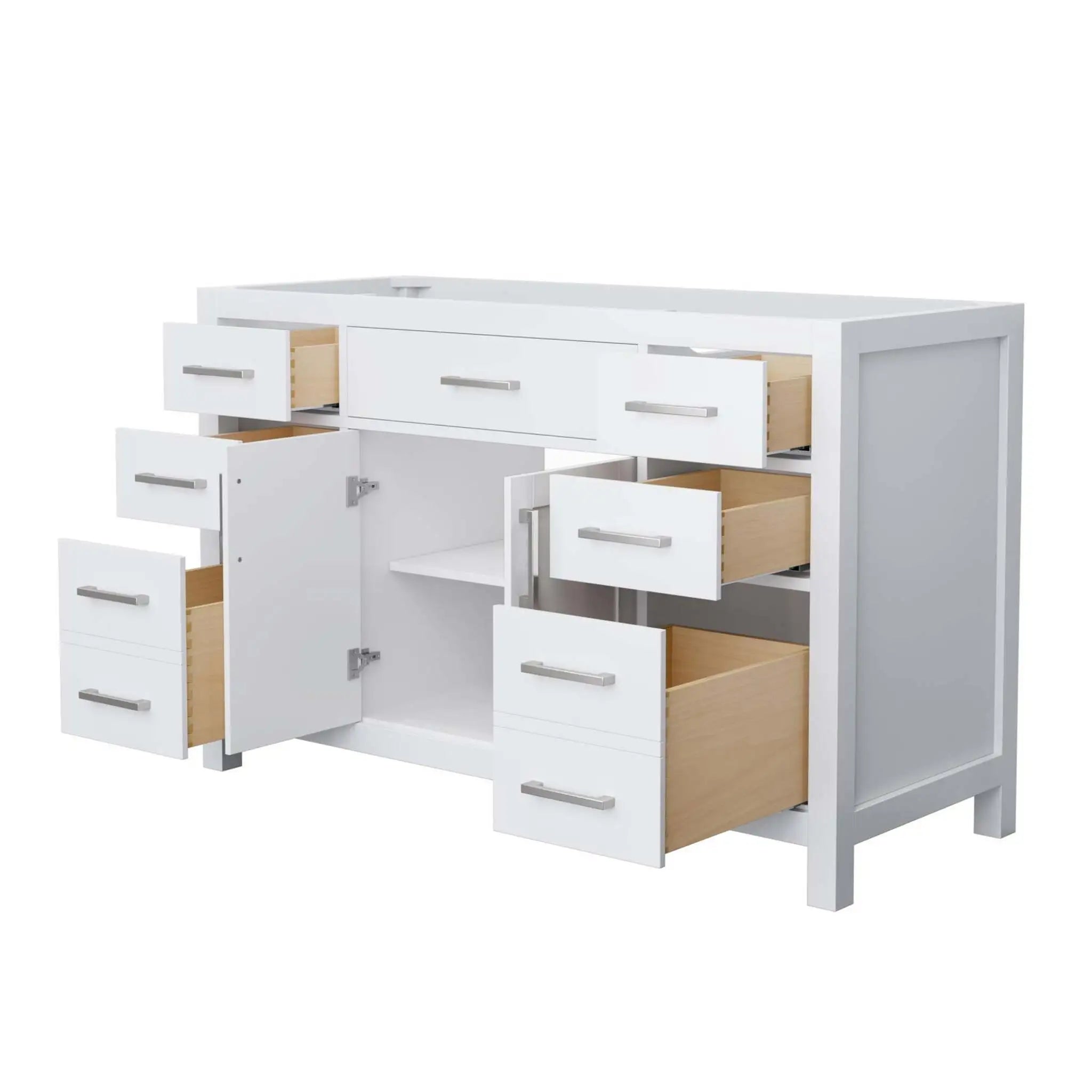 54" Beckett Single Bathroom Vanity in White with Brushed Nickel Trim by Wyndham