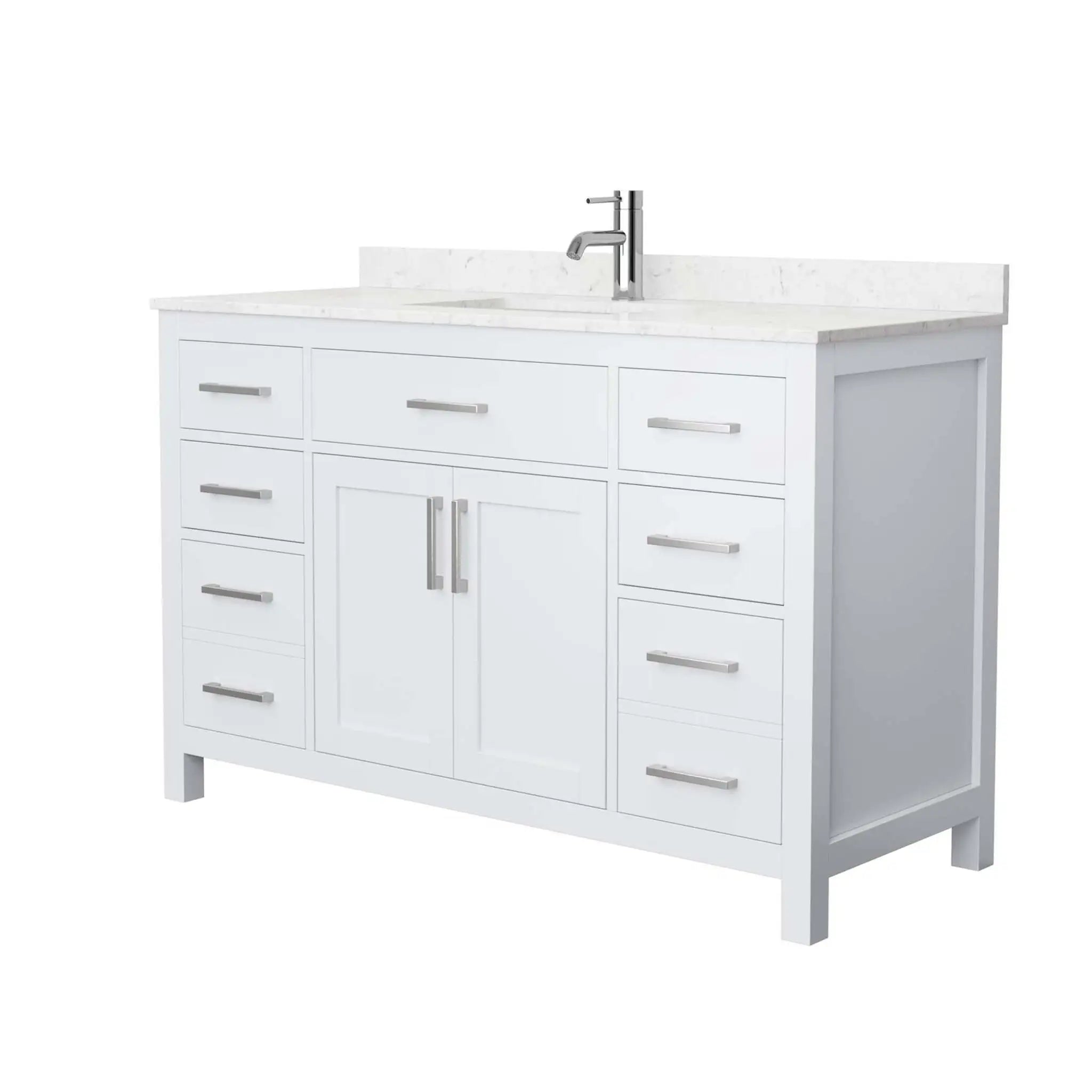 54" Beckett Single Bathroom Vanity in White with Brushed Nickel Trim by Wyndham