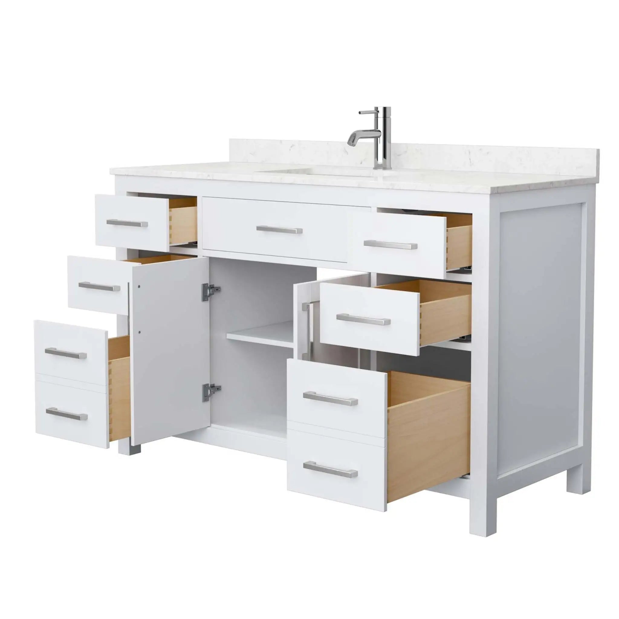 54" Beckett Single Bathroom Vanity in White with Brushed Nickel Trim by Wyndham