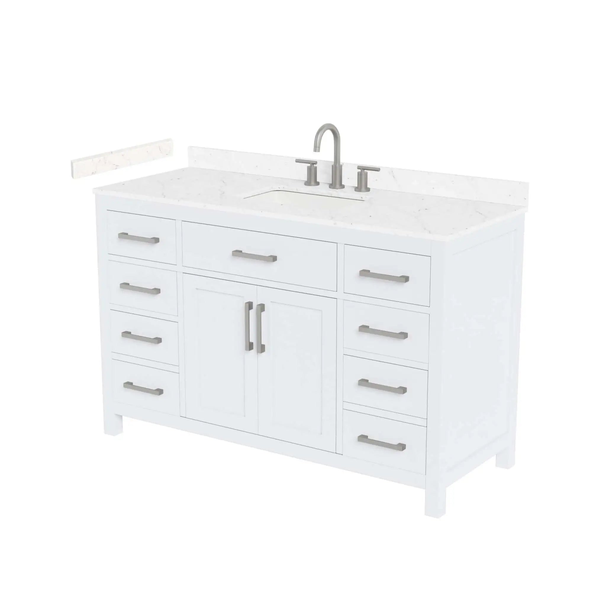54" Beckett Single Bathroom Vanity in White with Brushed Nickel Trim by Wyndham