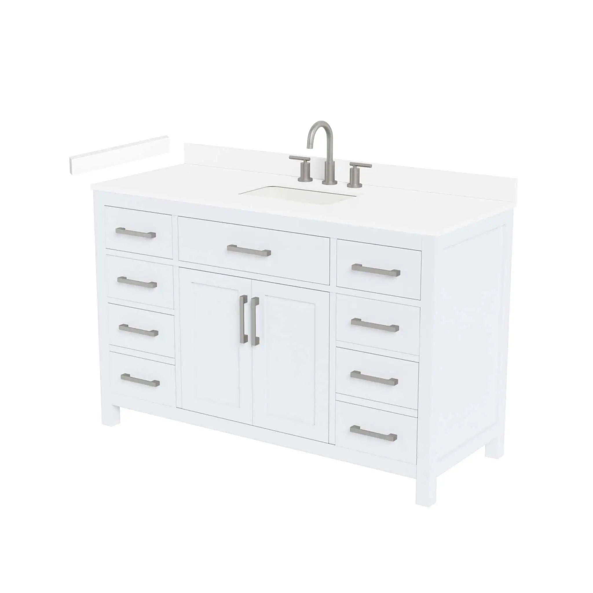 54" Beckett Single Bathroom Vanity in White with Brushed Nickel Trim by Wyndham