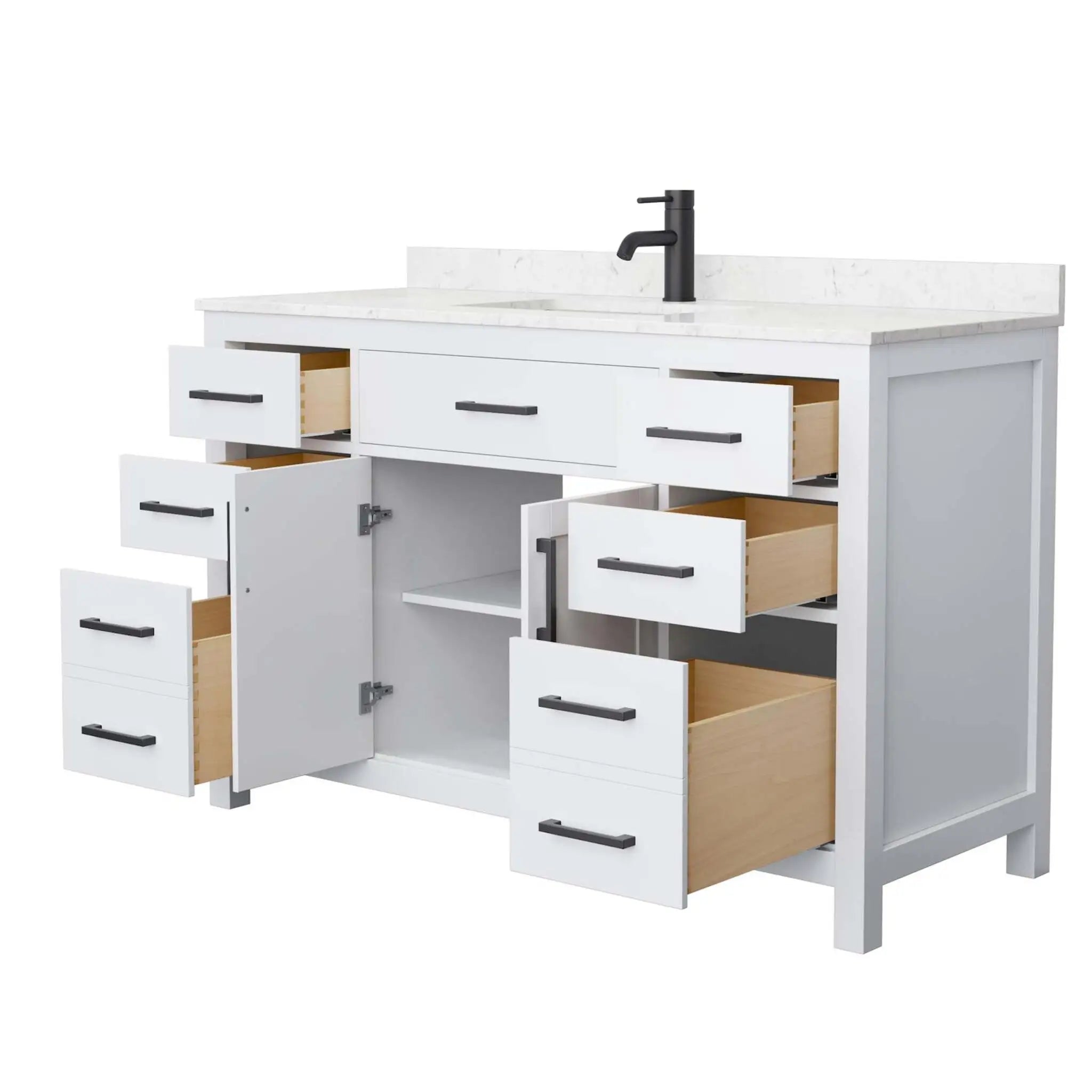 54" Beckett Single Bathroom Vanity in White with Matte Black Trim by Wyndham