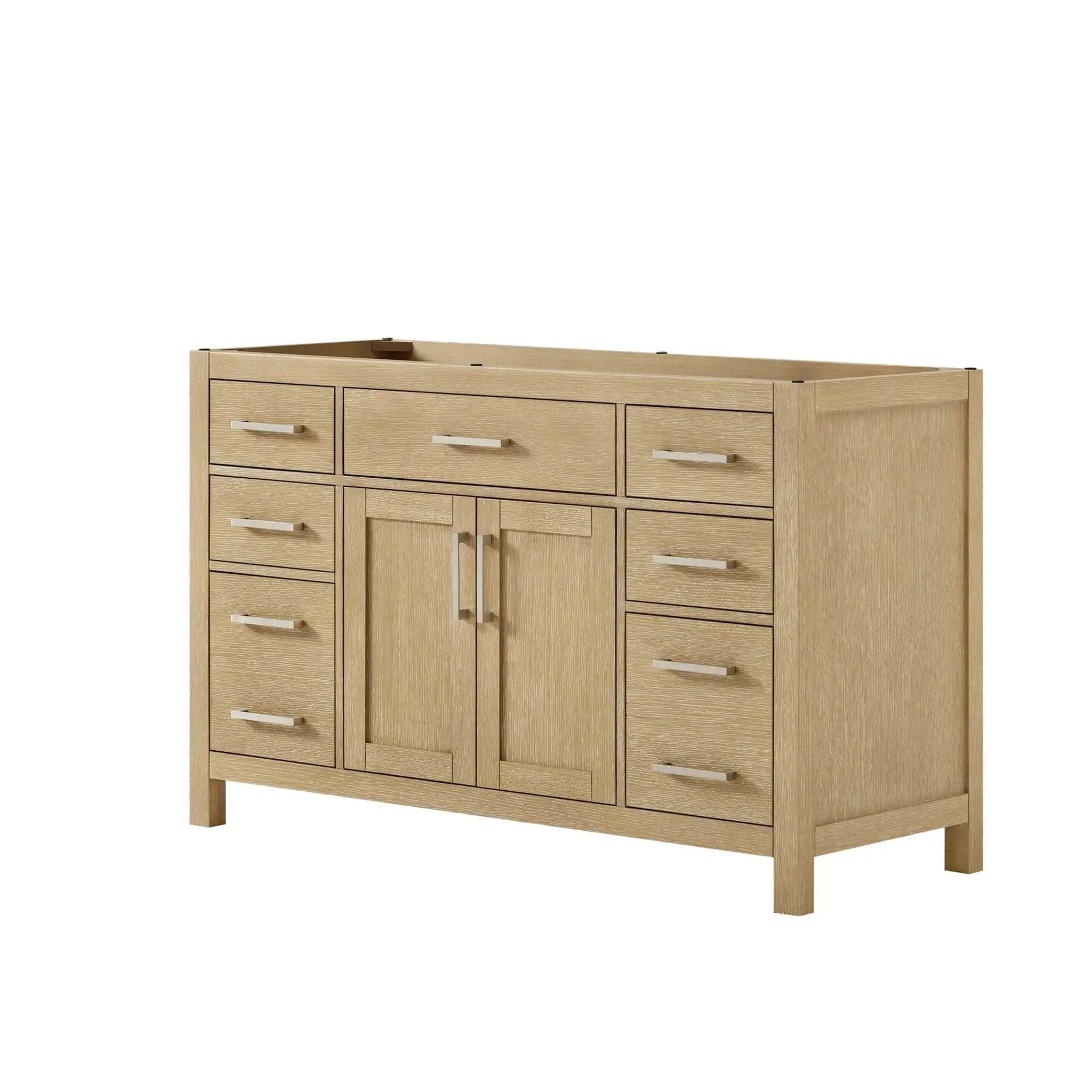 54" Beckett Single Bathroom Vanity in Whitewashed Oak with Brushed Nickel Trim by Wyndham
