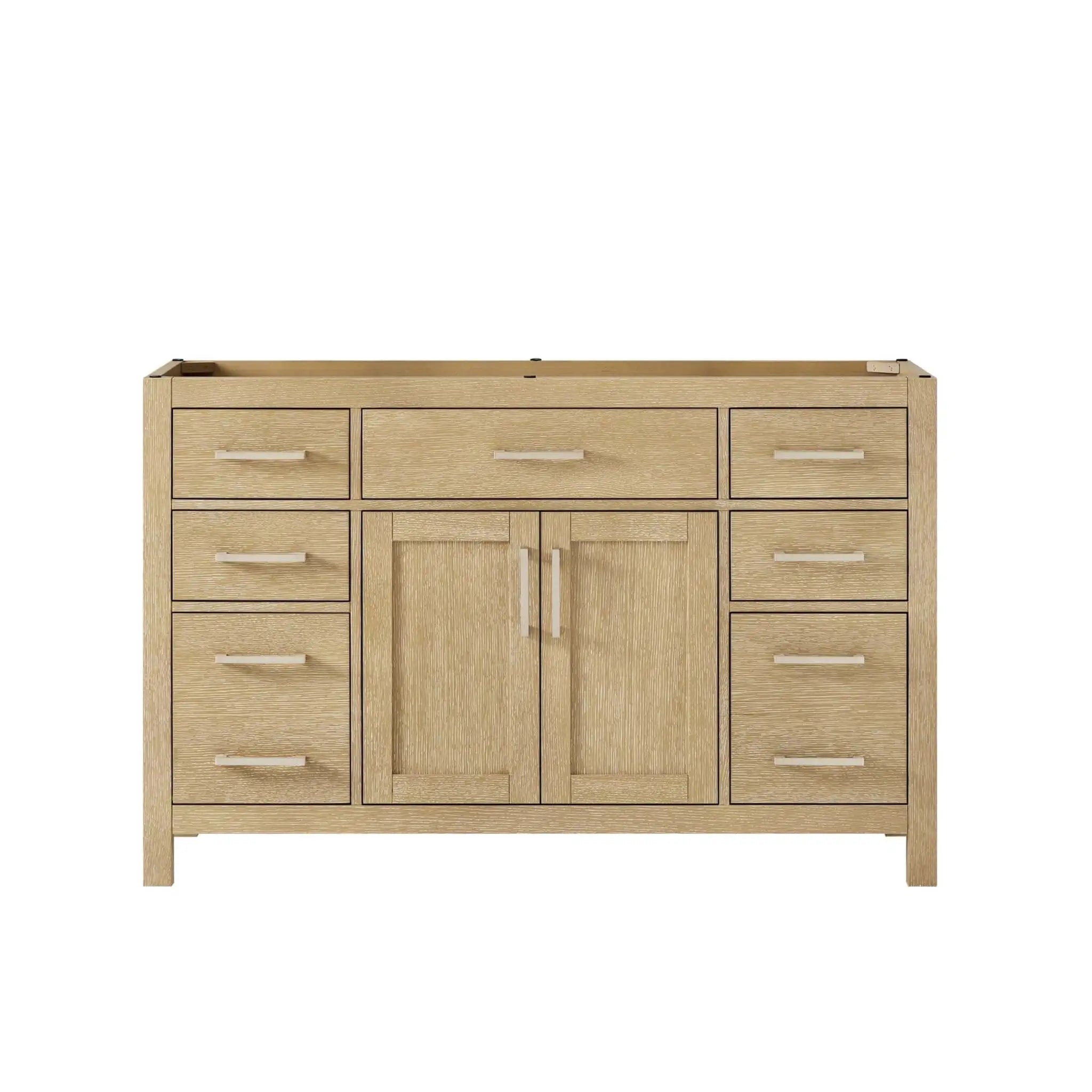 54" Beckett Single Bathroom Vanity in Whitewashed Oak with Brushed Nickel Trim by Wyndham