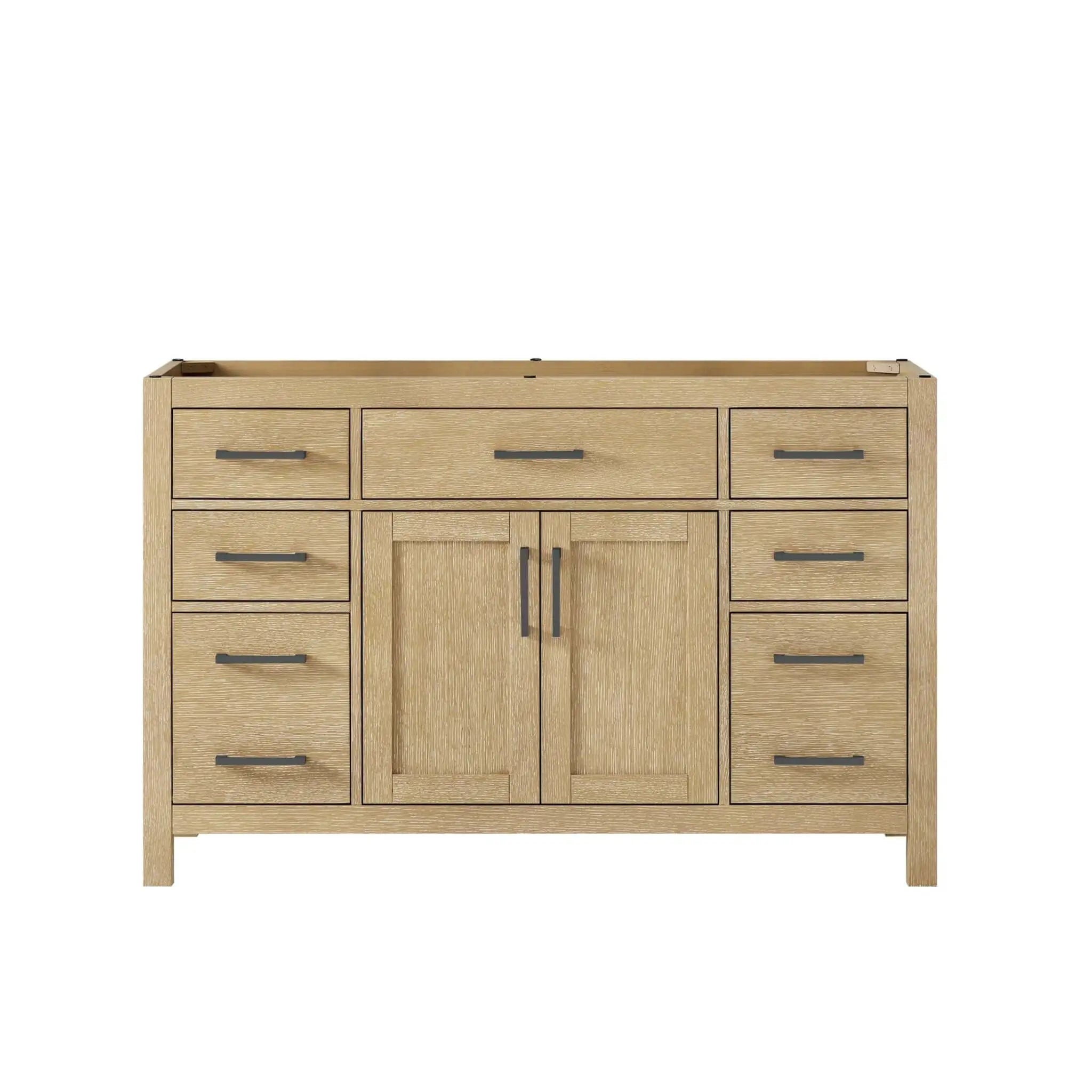 54" Beckett Single Bathroom Vanity in Whitewashed Oak with Matte Black Trim by Wyndham