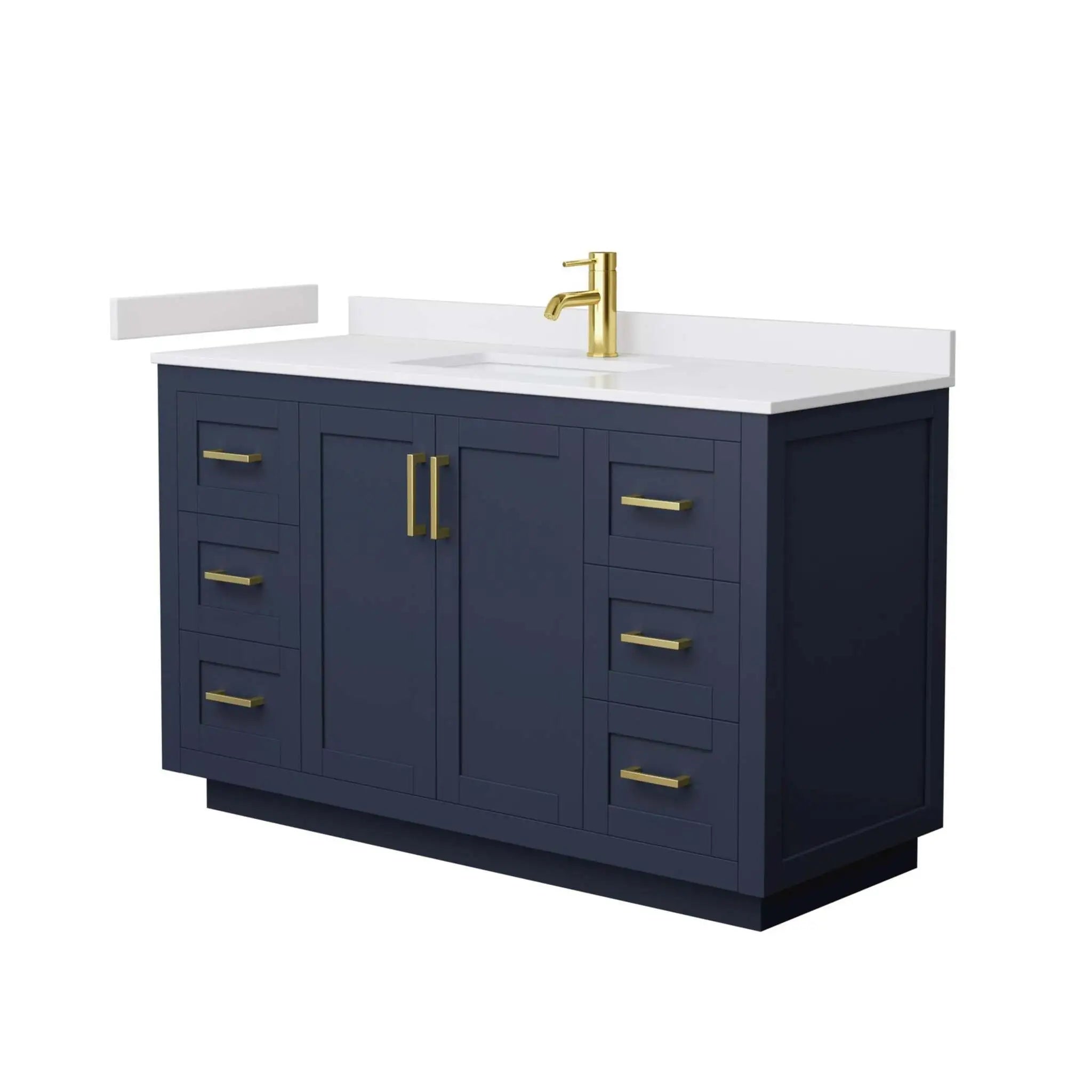54" Miranda Single Bathroom Vanity in Dark Blue with Brushed Gold Trim by Wyndham