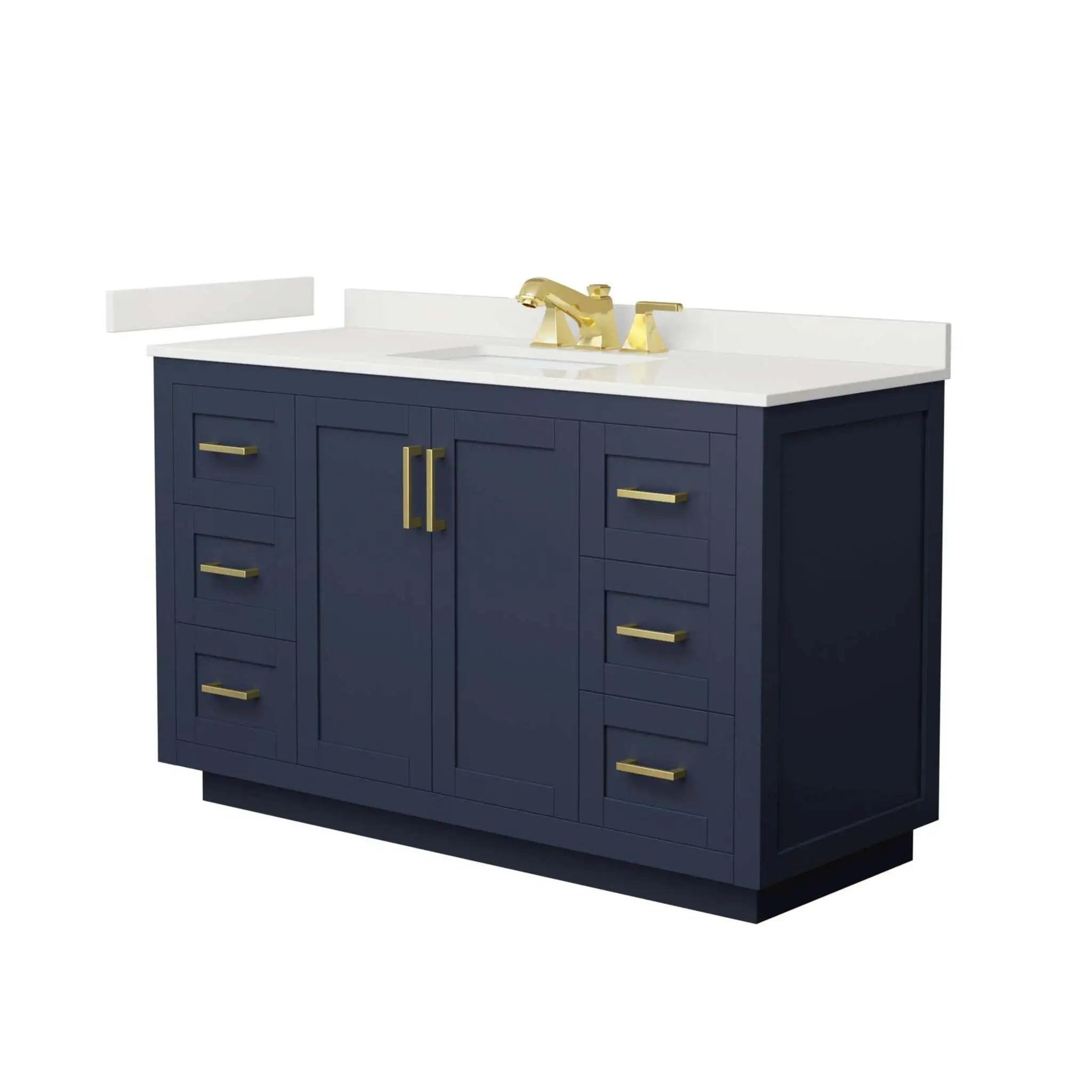 54" Miranda Single Bathroom Vanity in Dark Blue with Brushed Gold Trim by Wyndham