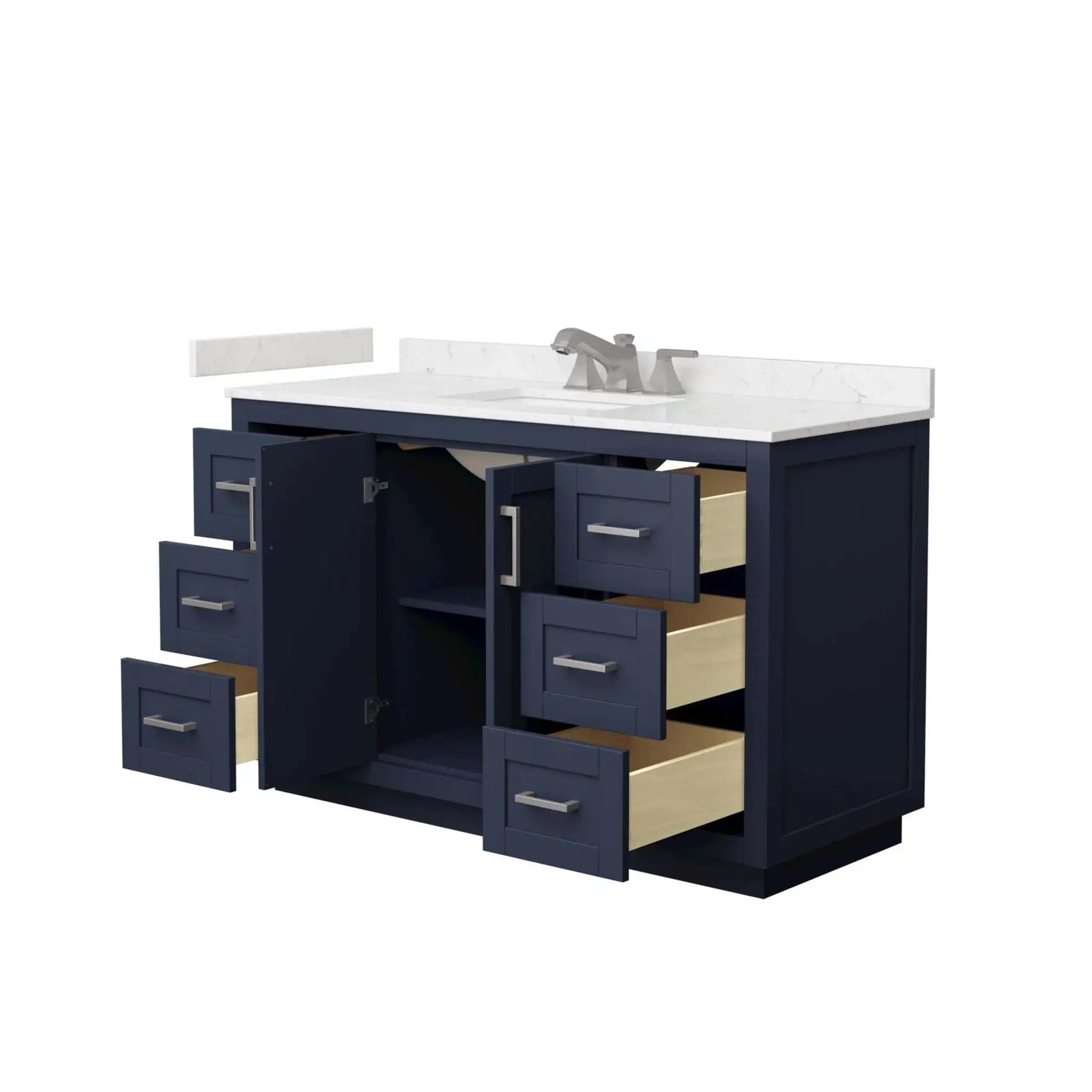 54" Miranda Single Bathroom Vanity in Dark Blue with Brushed Nickel Trim by Wyndham