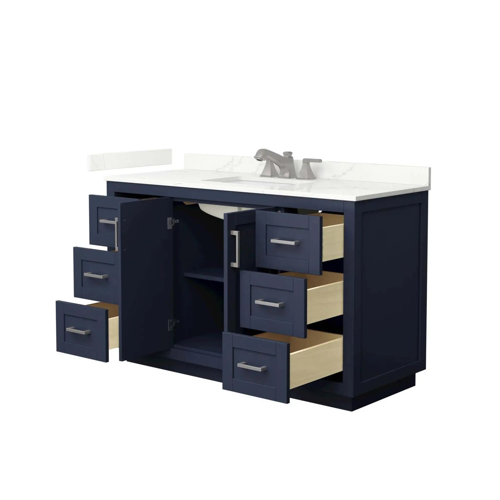 54" Miranda Single Bathroom Vanity in Dark Blue with Brushed Nickel Trim by Wyndham