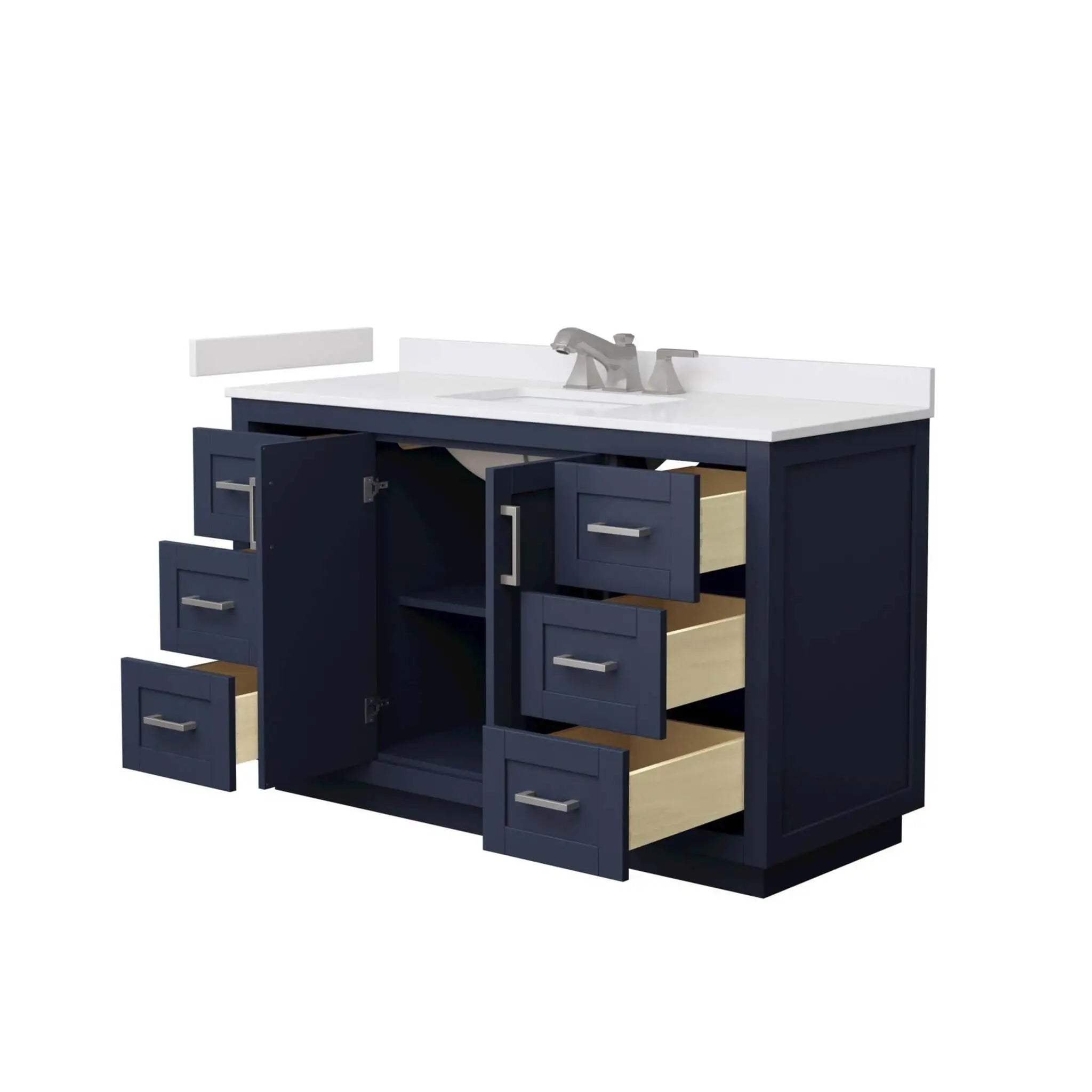 54" Miranda Single Bathroom Vanity in Dark Blue with Brushed Nickel Trim by Wyndham