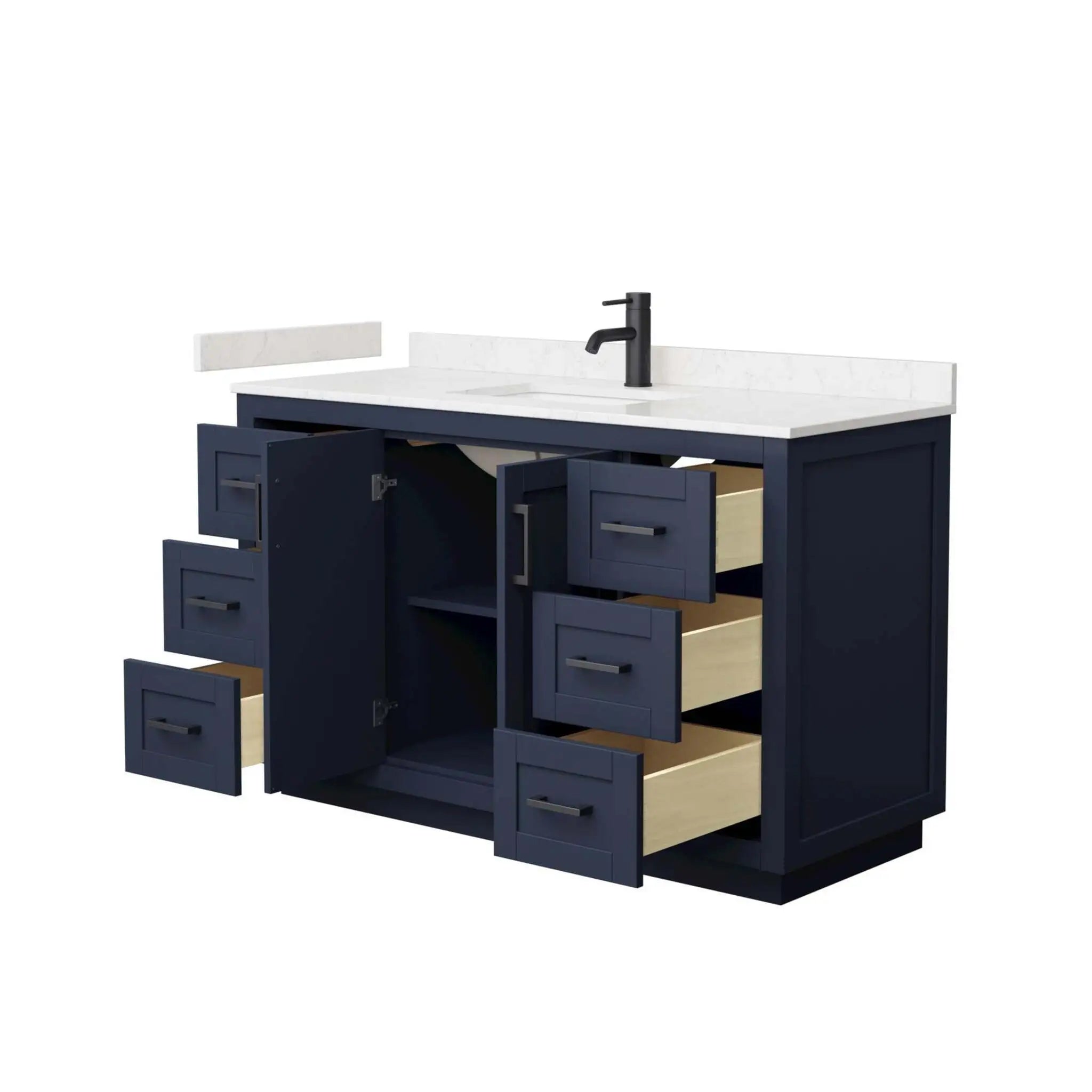 54" Miranda Single Bathroom Vanity in Dark Blue with Matte Black Trim by Wyndham