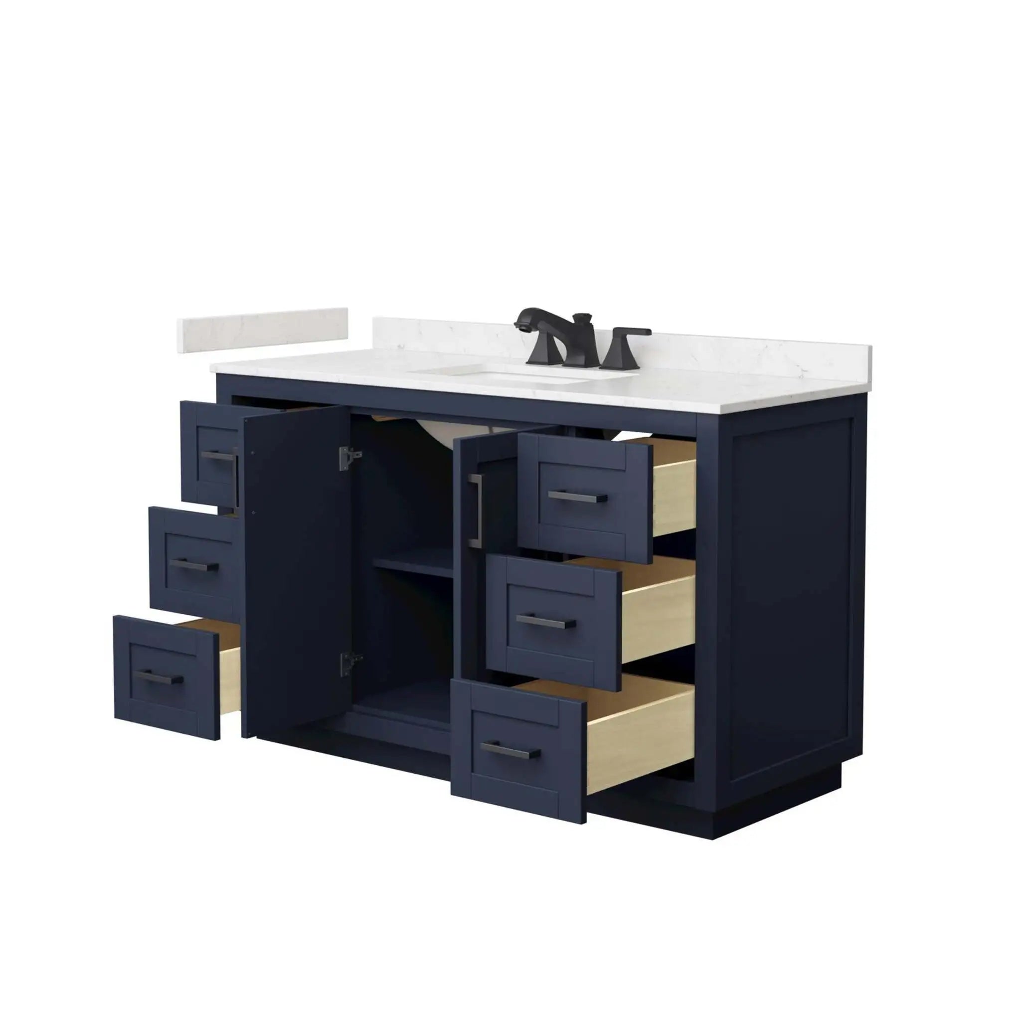 54" Miranda Single Bathroom Vanity in Dark Blue with Matte Black Trim by Wyndham