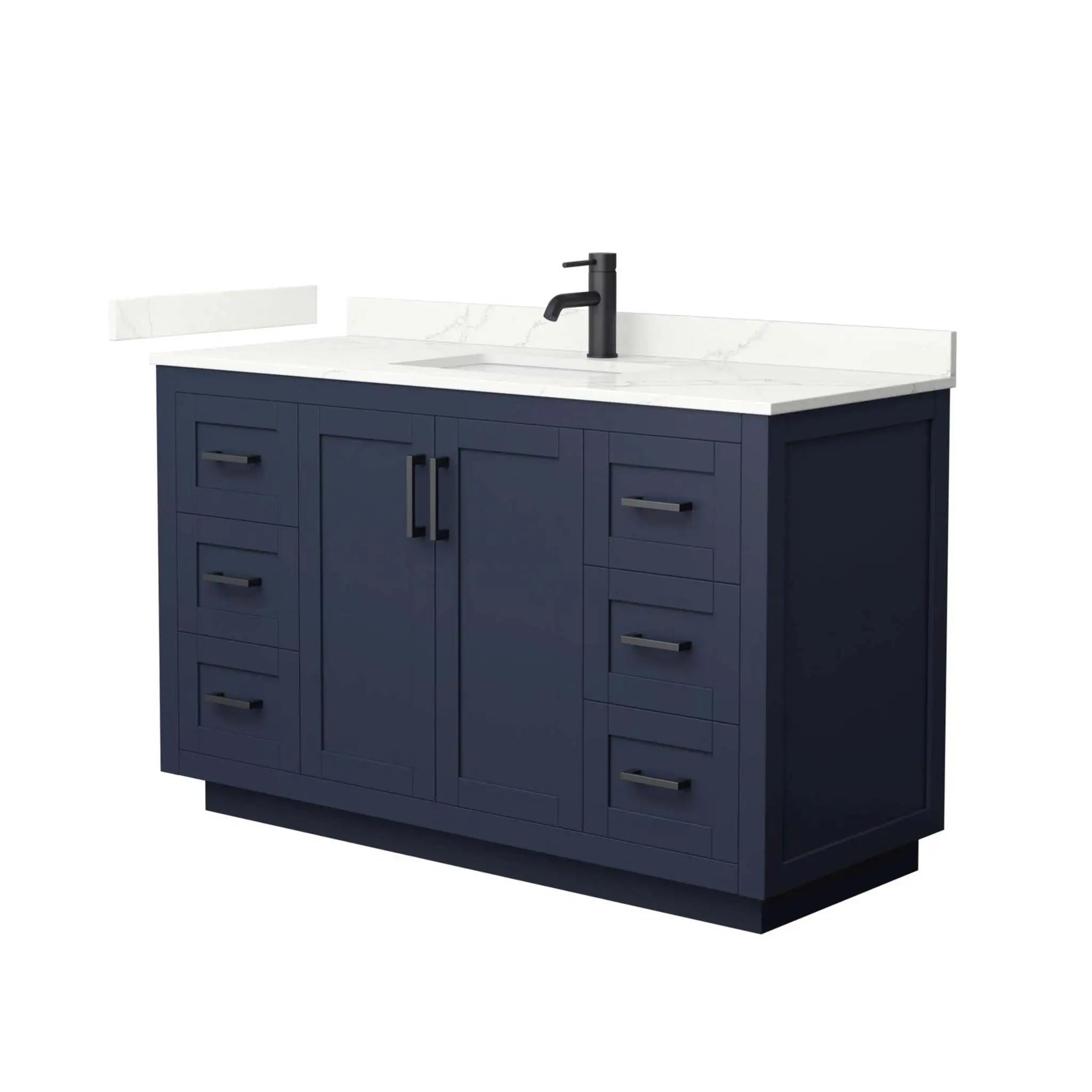 54" Miranda Single Bathroom Vanity in Dark Blue with Matte Black Trim by Wyndham