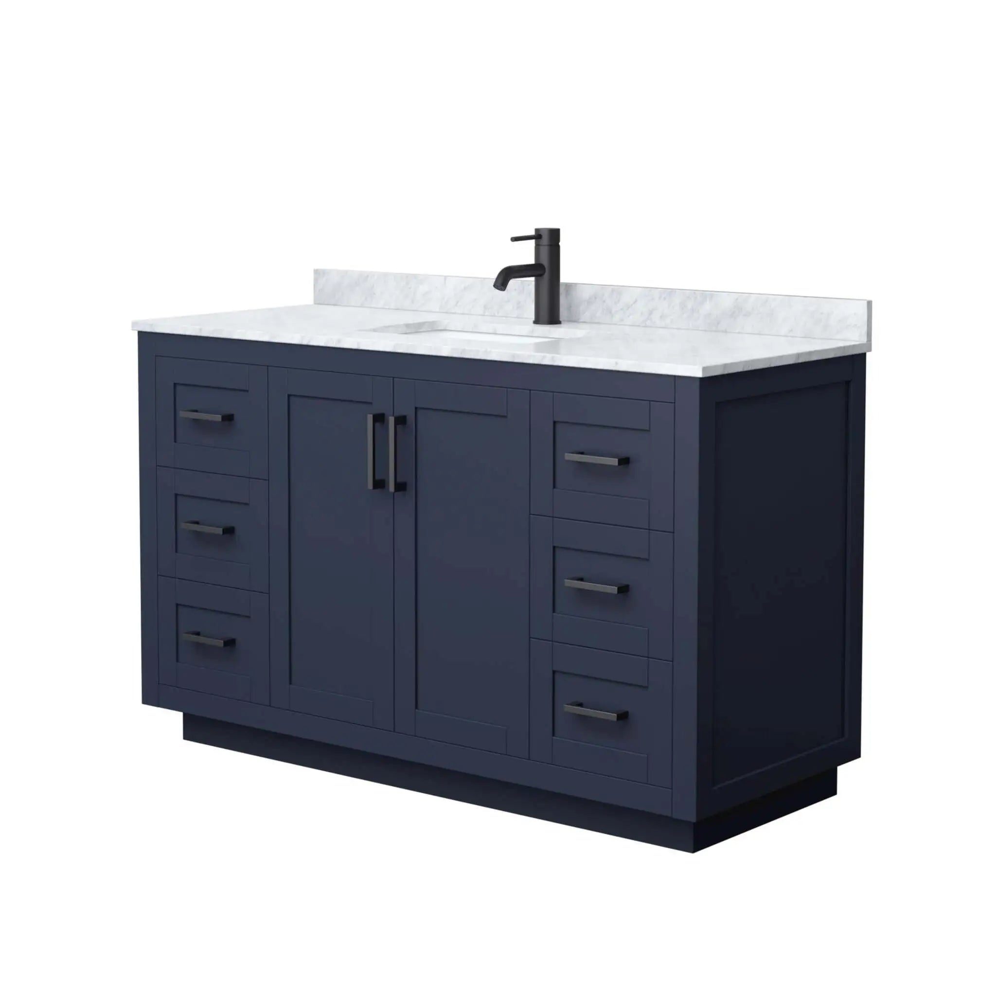 54" Miranda Single Bathroom Vanity in Dark Blue with Matte Black Trim by Wyndham