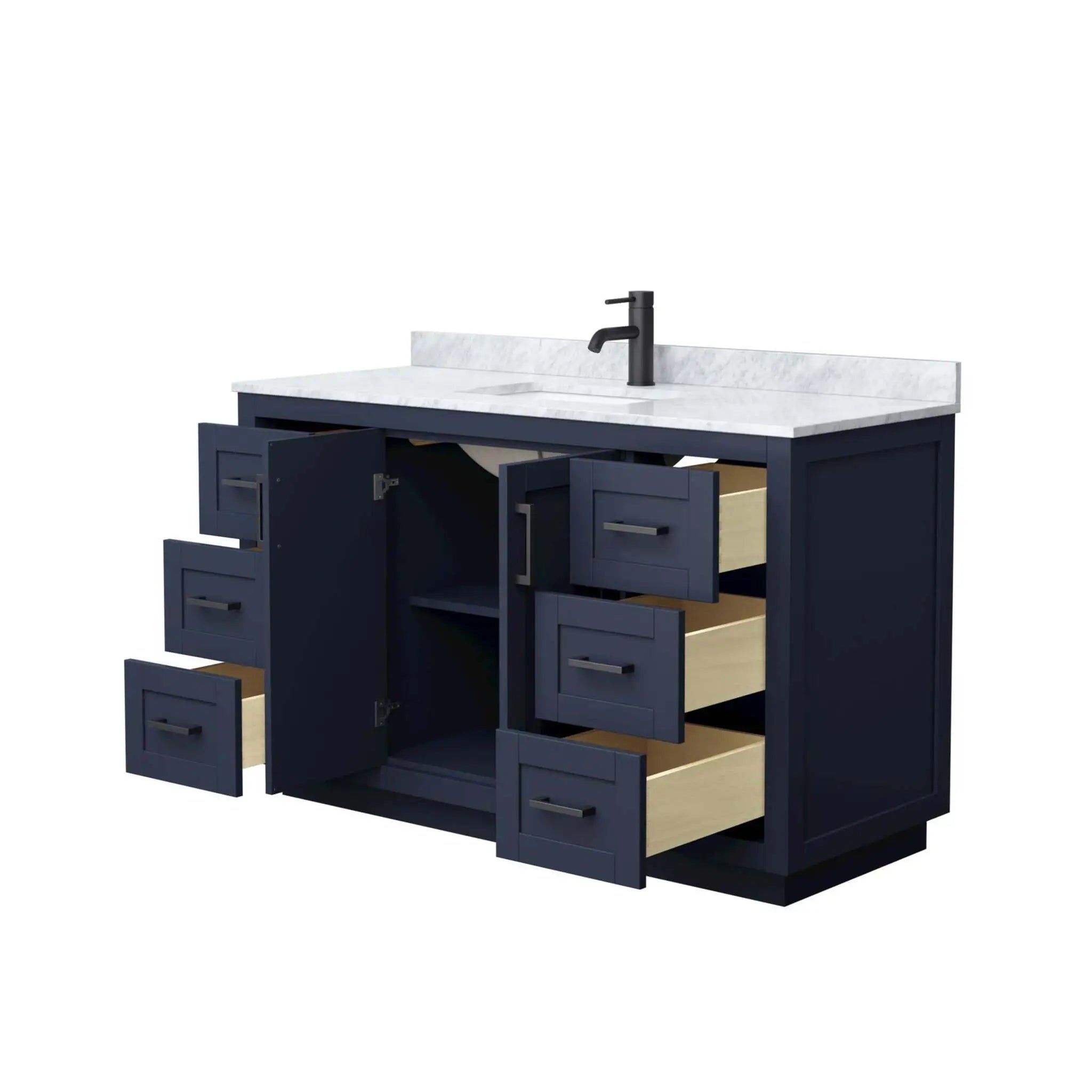 54" Miranda Single Bathroom Vanity in Dark Blue with Matte Black Trim by Wyndham