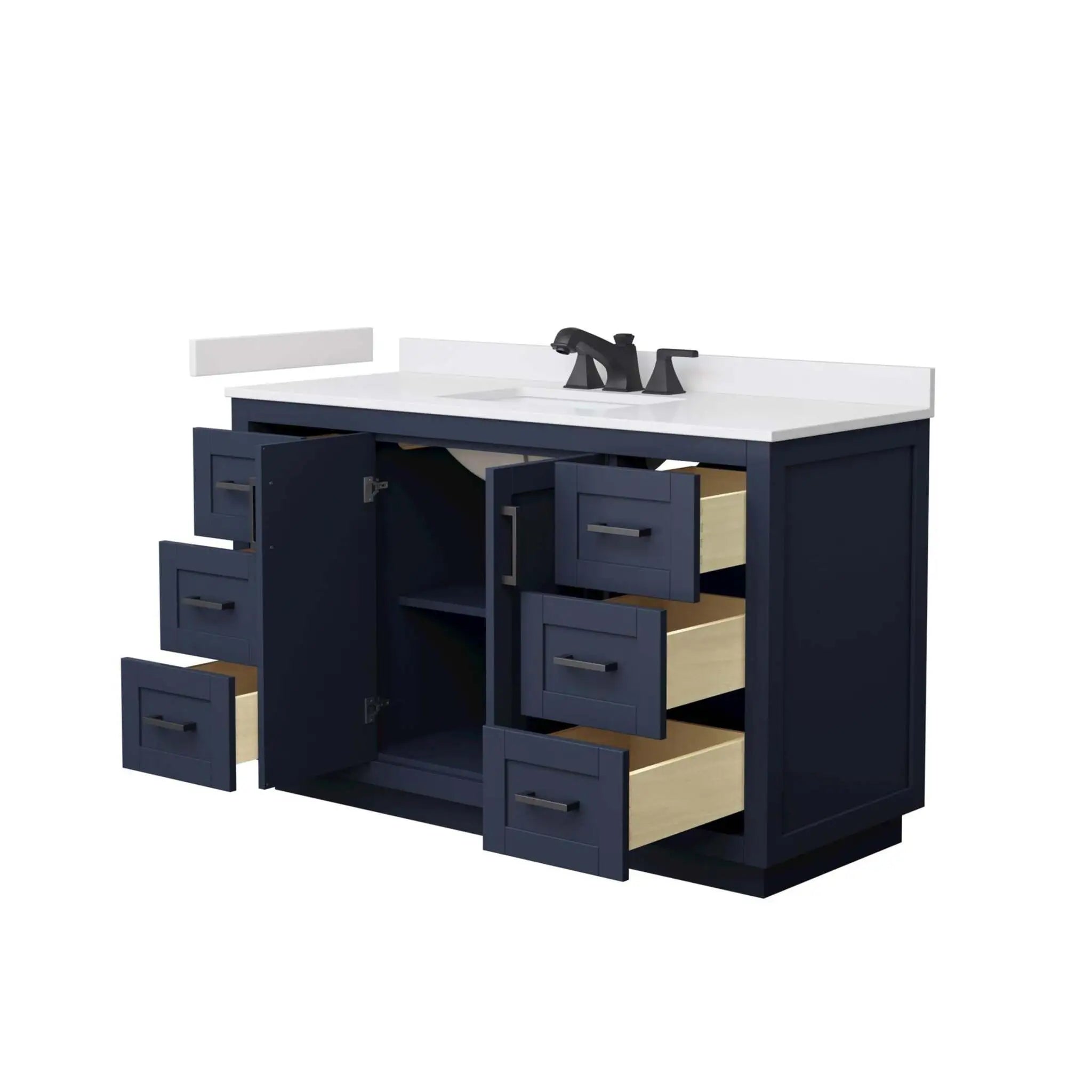 54" Miranda Single Bathroom Vanity in Dark Blue with Matte Black Trim by Wyndham