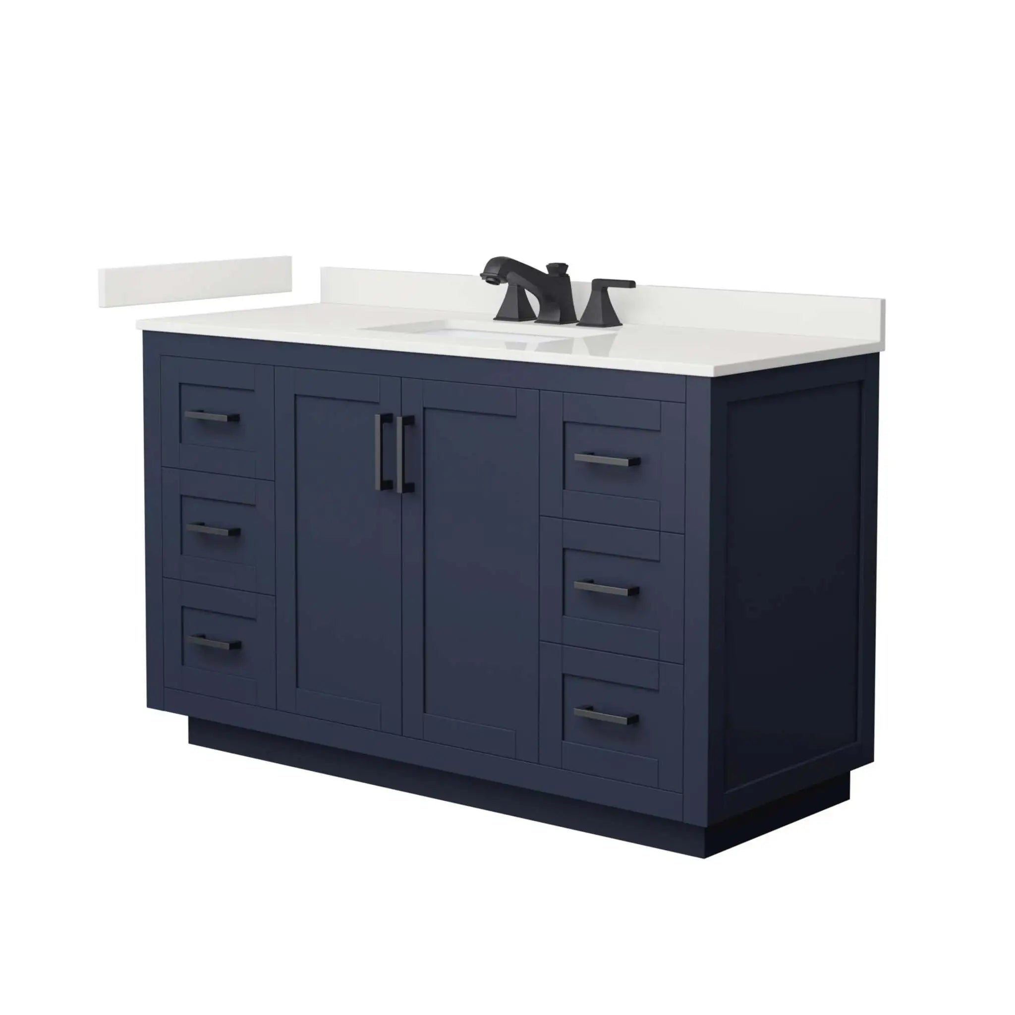 54" Miranda Single Bathroom Vanity in Dark Blue with Matte Black Trim by Wyndham