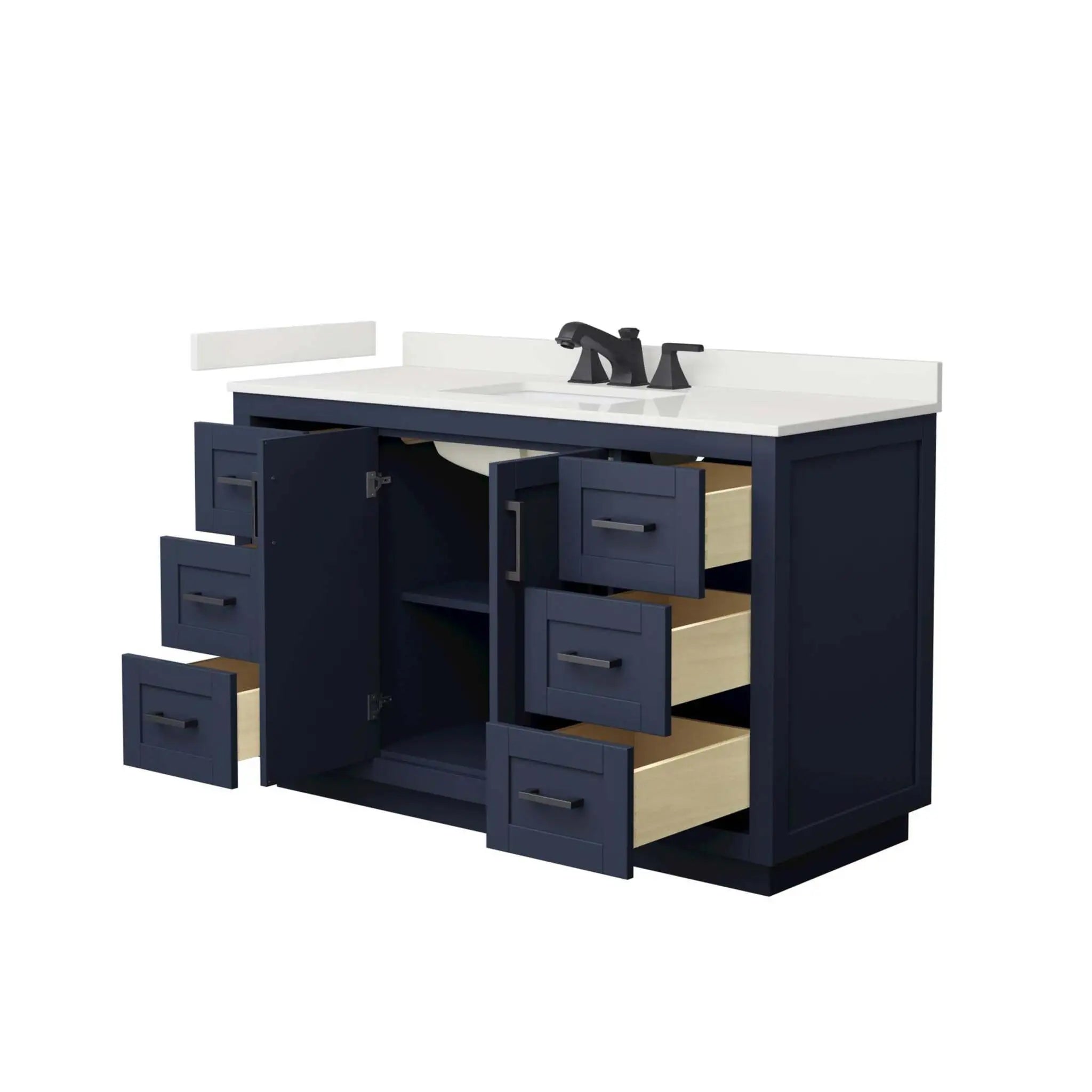 54" Miranda Single Bathroom Vanity in Dark Blue with Matte Black Trim by Wyndham