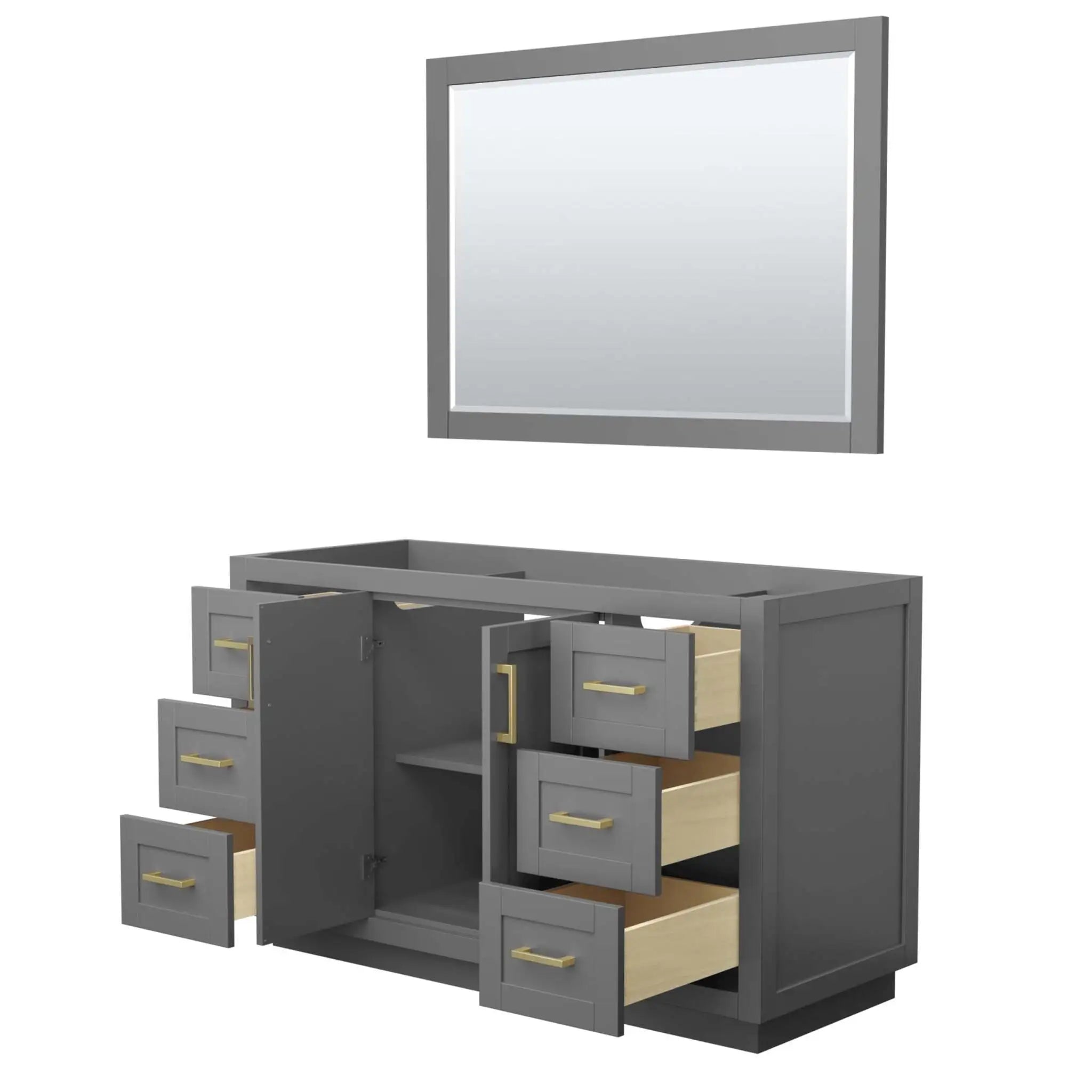 54" Miranda Single Bathroom Vanity in Dark Gray with Brushed Gold Trim & 46" Mirror by Wyndham