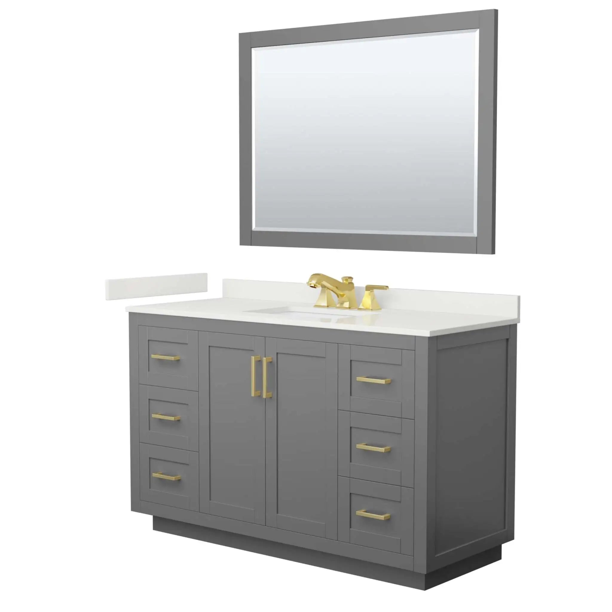 54" Miranda Single Bathroom Vanity in Dark Gray with Brushed Gold Trim & 46" Mirror by Wyndham