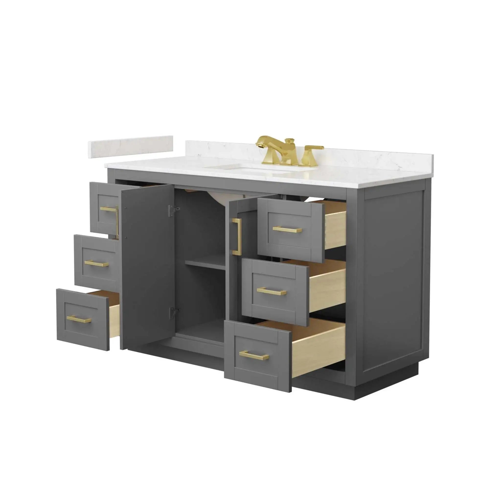 54" Miranda Single Bathroom Vanity in Dark Gray with Brushed Gold Trim by Wyndham