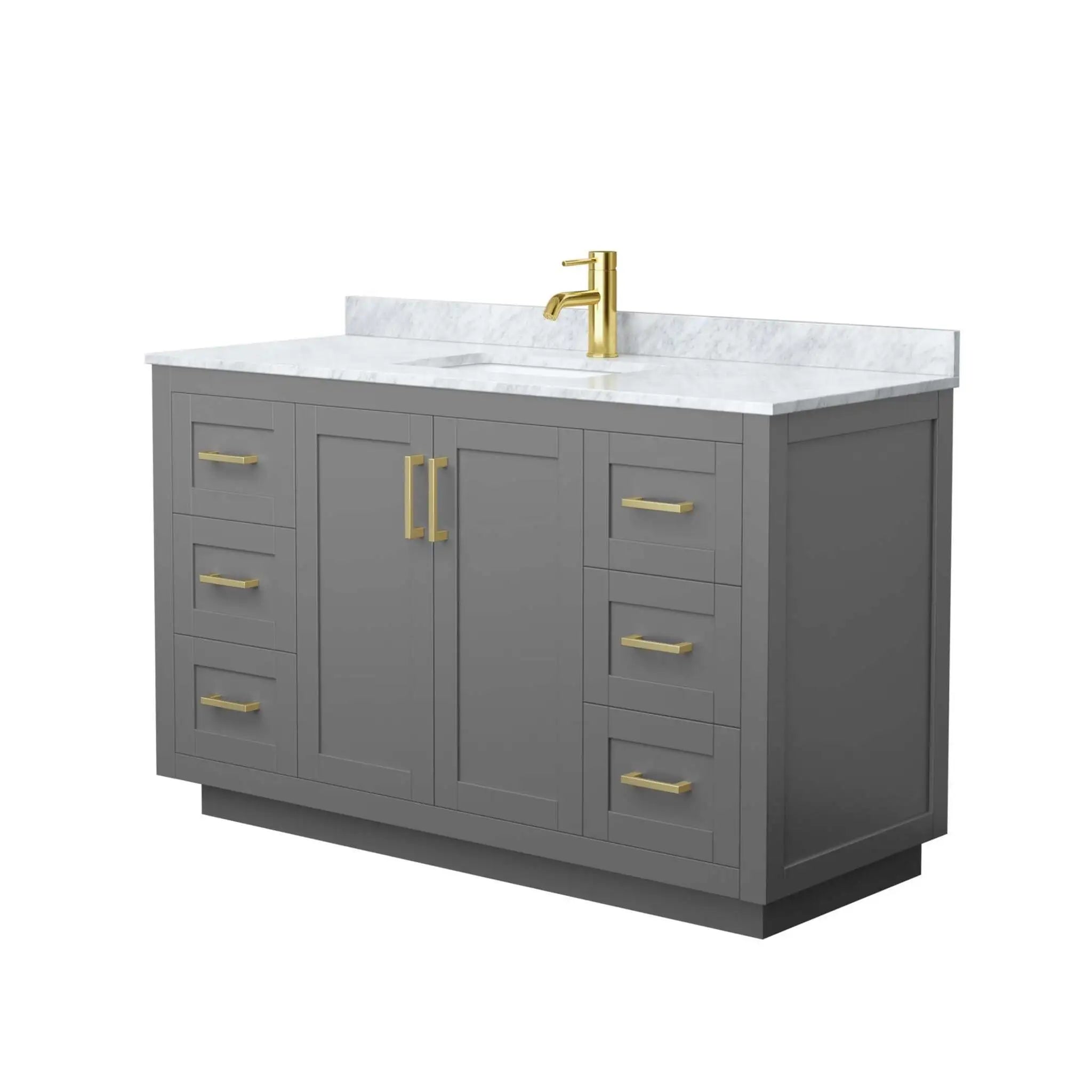 54" Miranda Single Bathroom Vanity in Dark Gray with Brushed Gold Trim by Wyndham