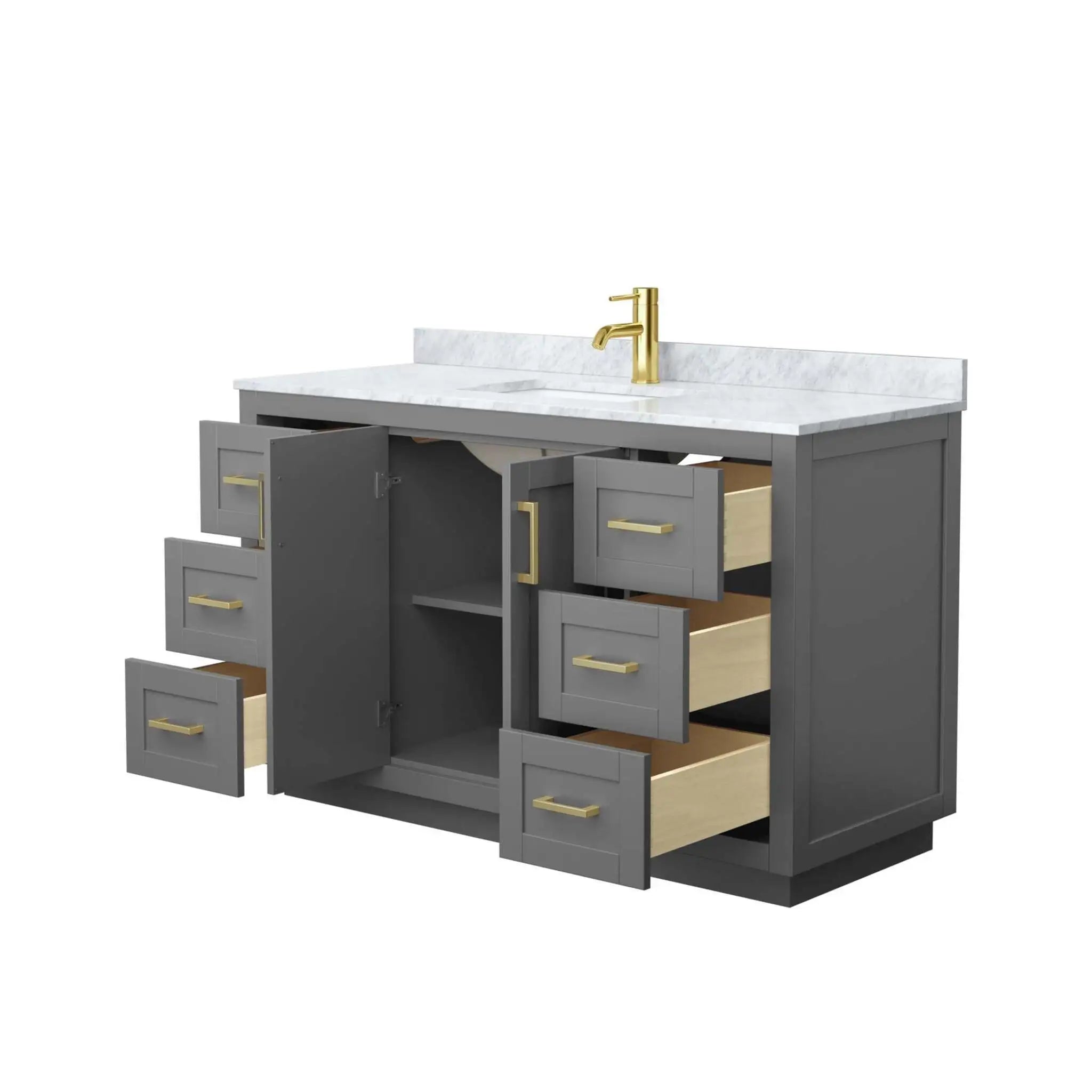 54" Miranda Single Bathroom Vanity in Dark Gray with Brushed Gold Trim by Wyndham